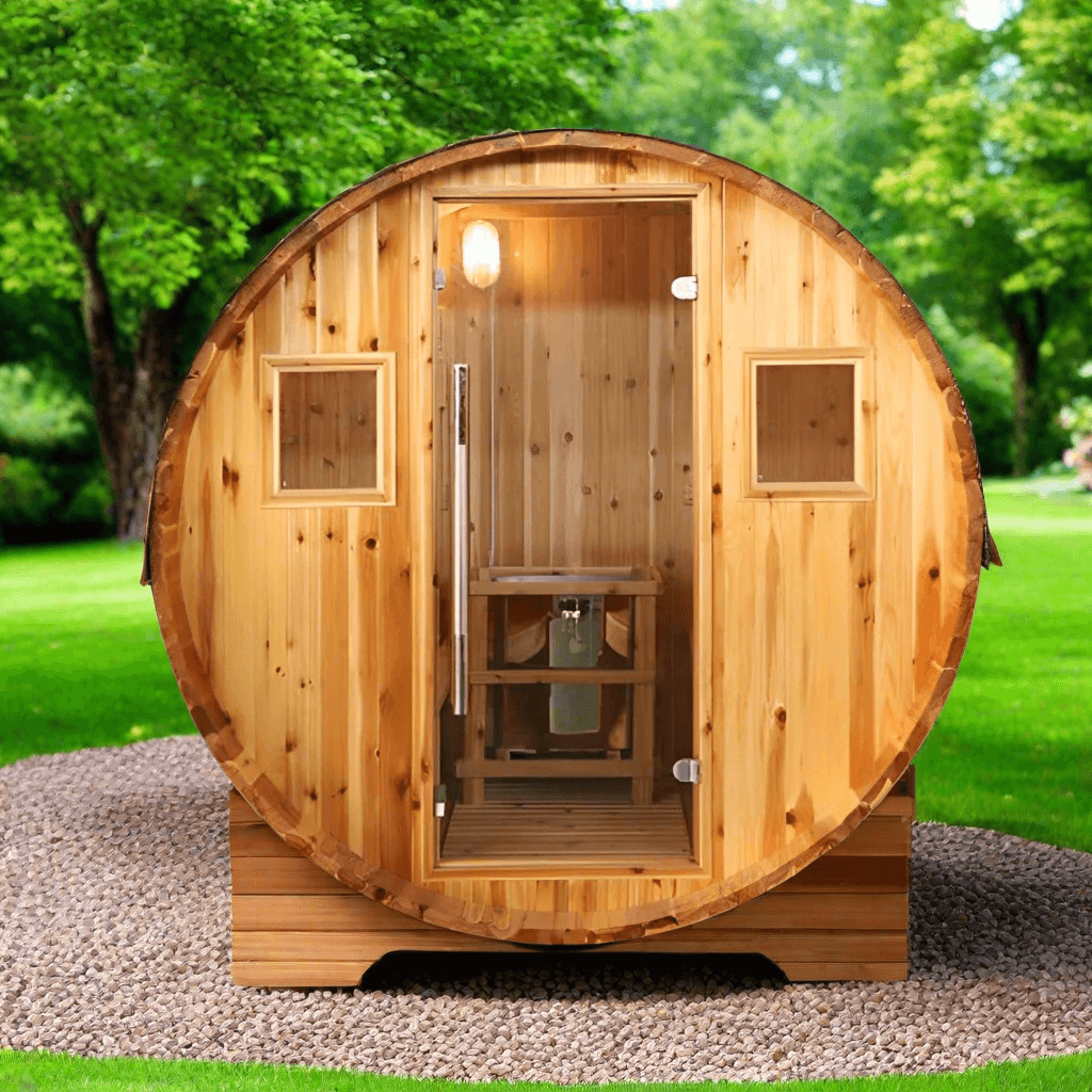 SunRay Solace 2-Person Traditional Barrel Sauna - Image 1