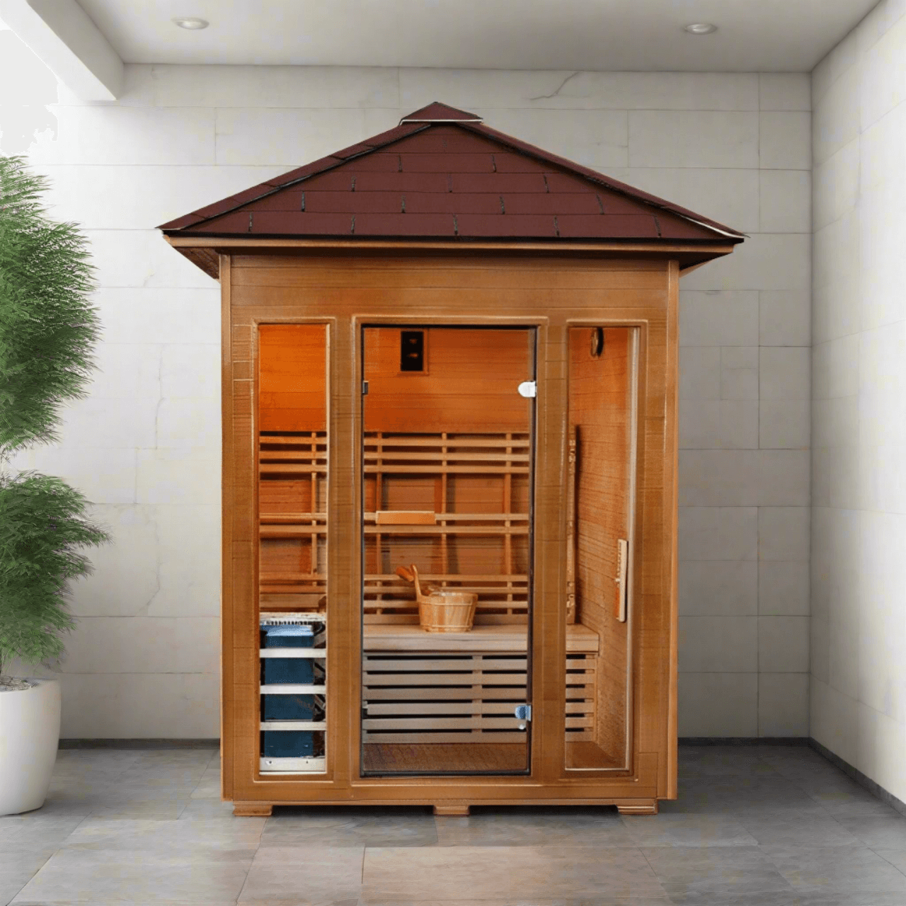 SunRay Waverly 3-Person Outdoor Traditional Sauna - Image 1