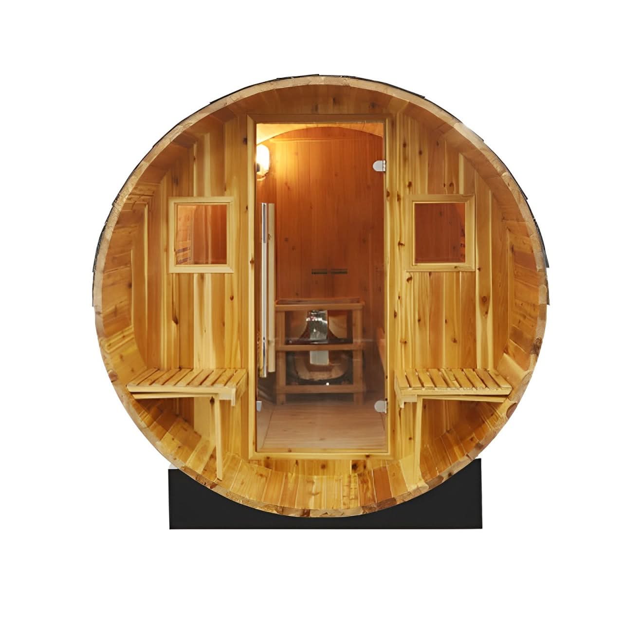 SunRay Oasis 2-4 Person Traditional Canopy Barrel Sauna - Image 3