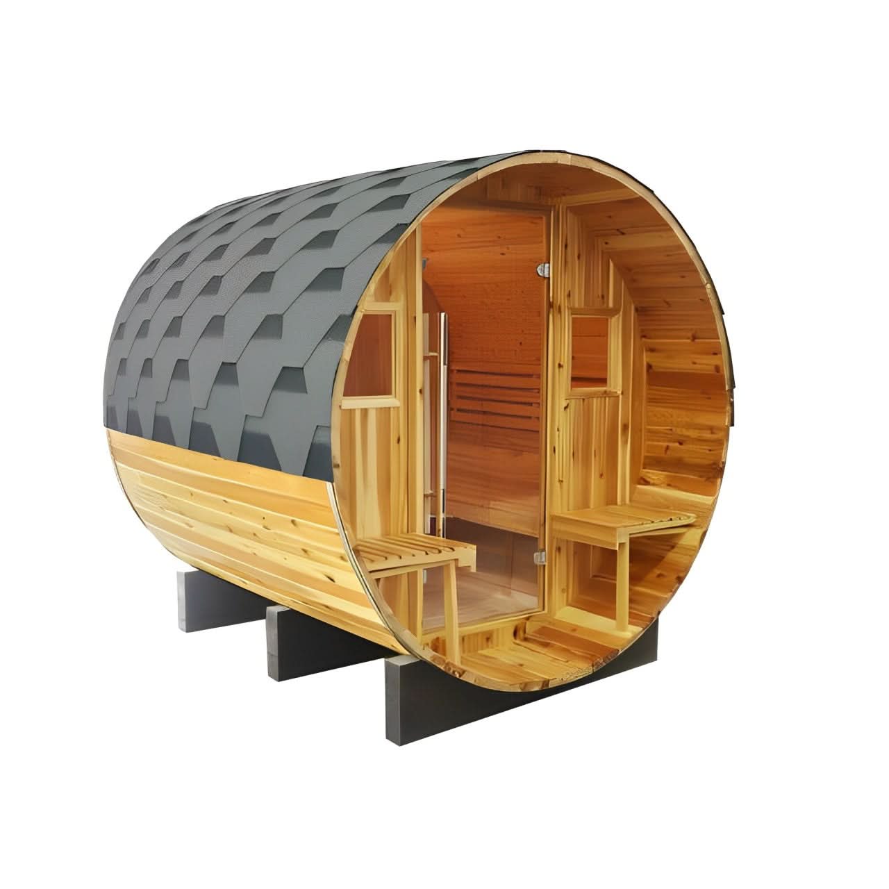 SunRay Oasis 2-4 Person Traditional Canopy Barrel Sauna - Image 2
