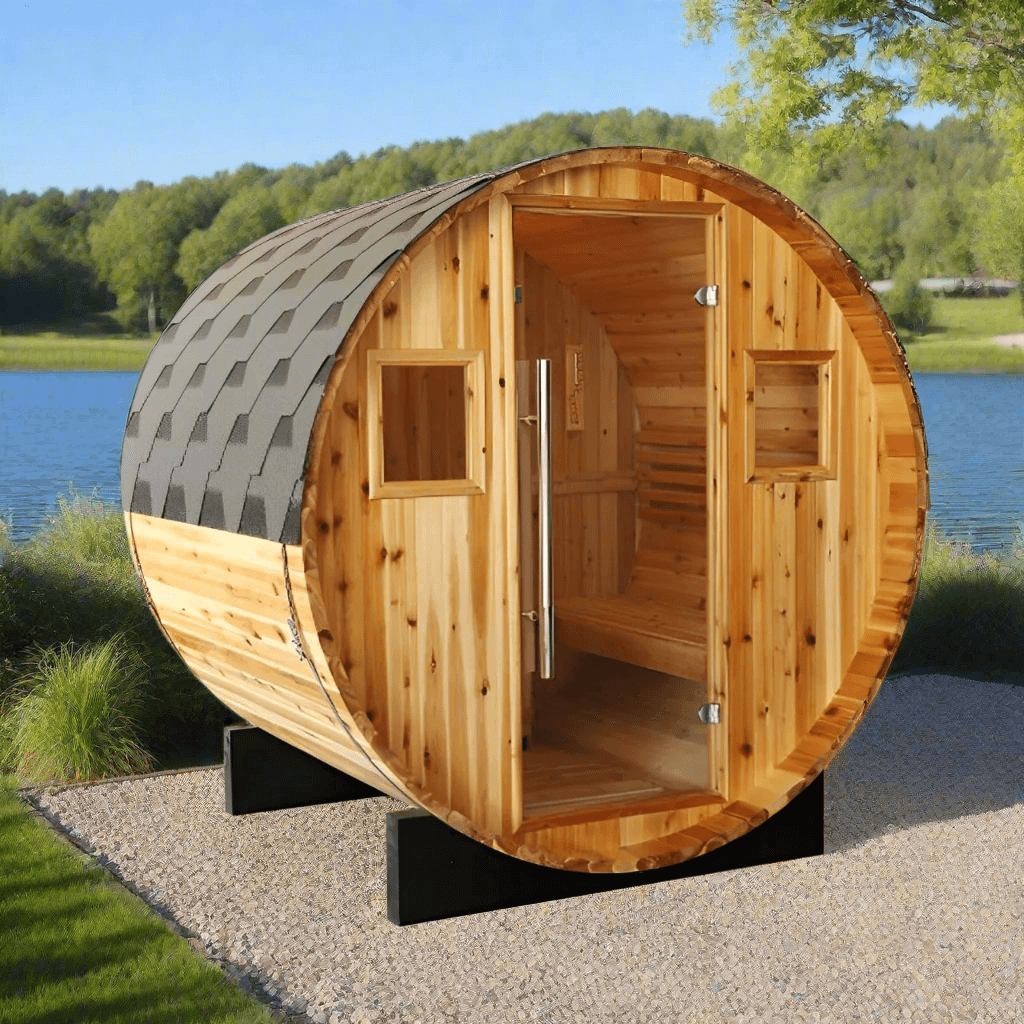 SunRay Aurora 2-4 Person Traditional Barrel Sauna - Image 1