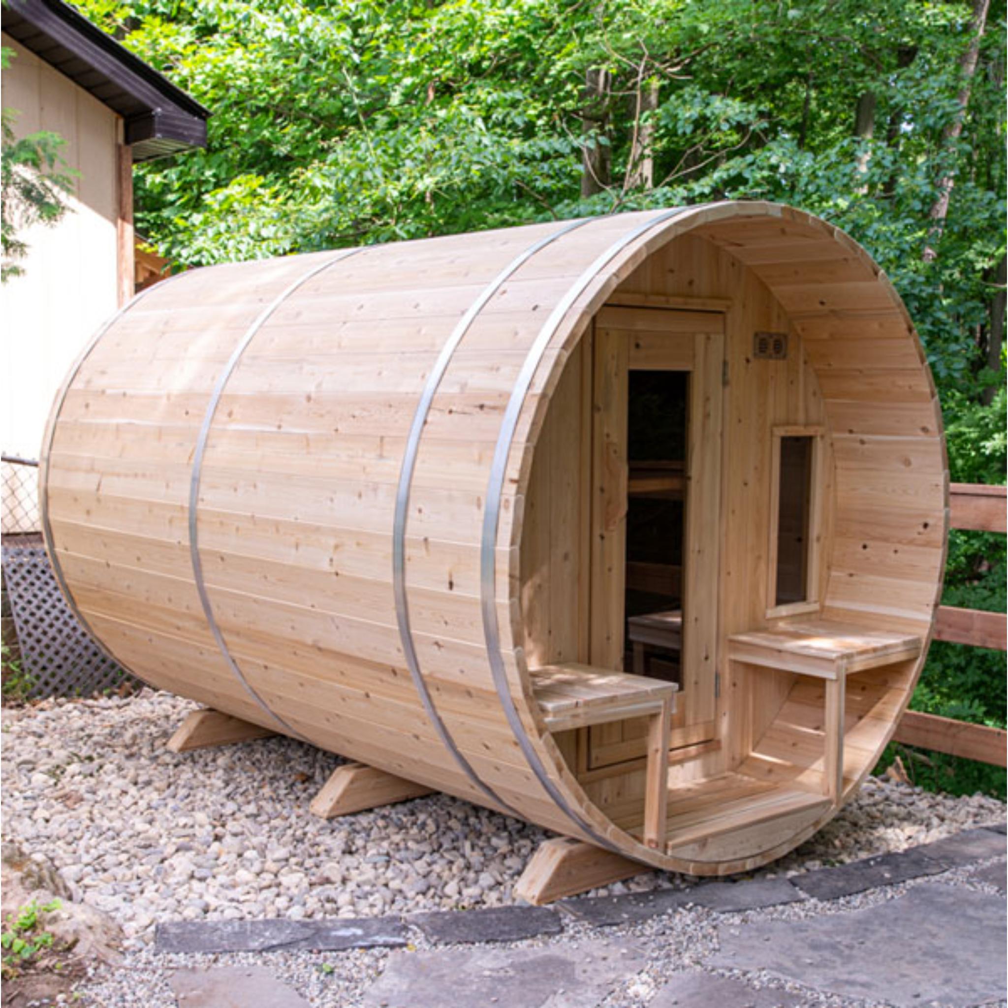 Leisurecraft Canadian Timber Tranquility Barrel Sauna with Wood Burning Heater (CTC2345W)