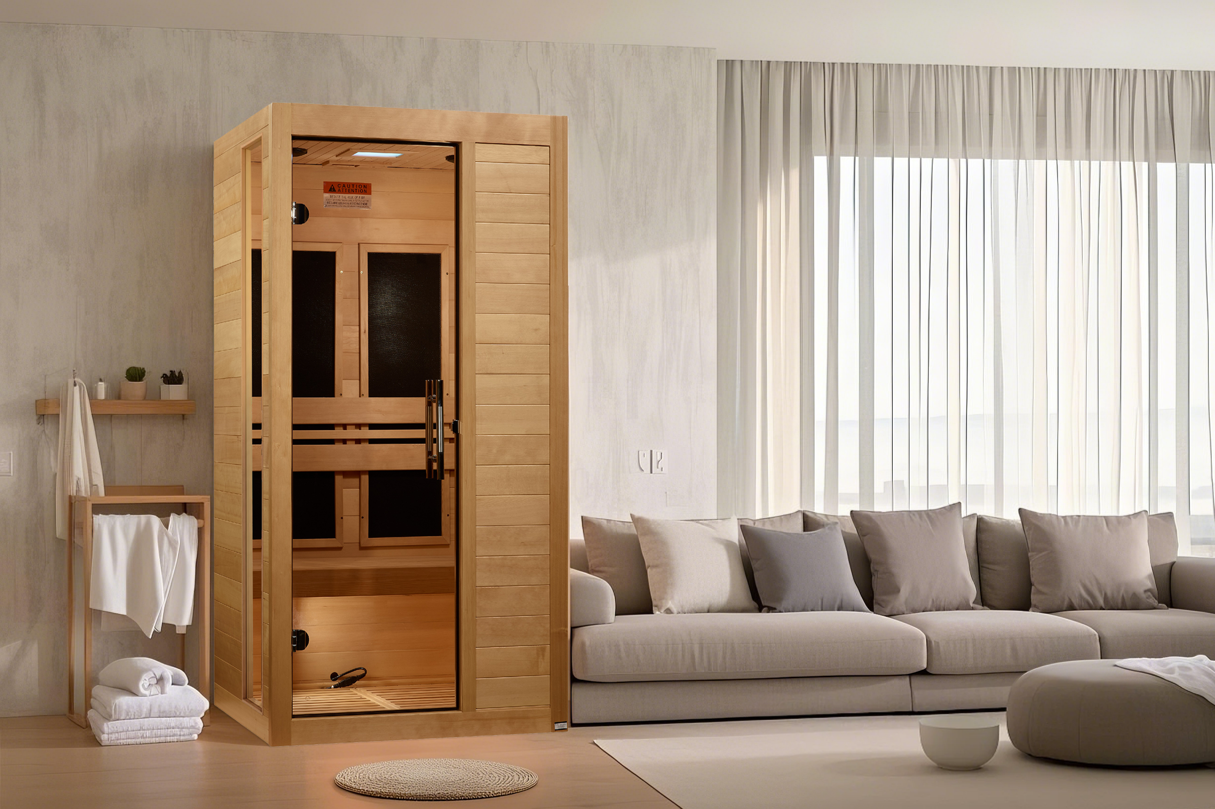 Dynamic Veneto 1-2 Person Low EMF (Between 5-10MG) Far Infrared Sauna (Canadian Hemlock) (DYN-6115-05)