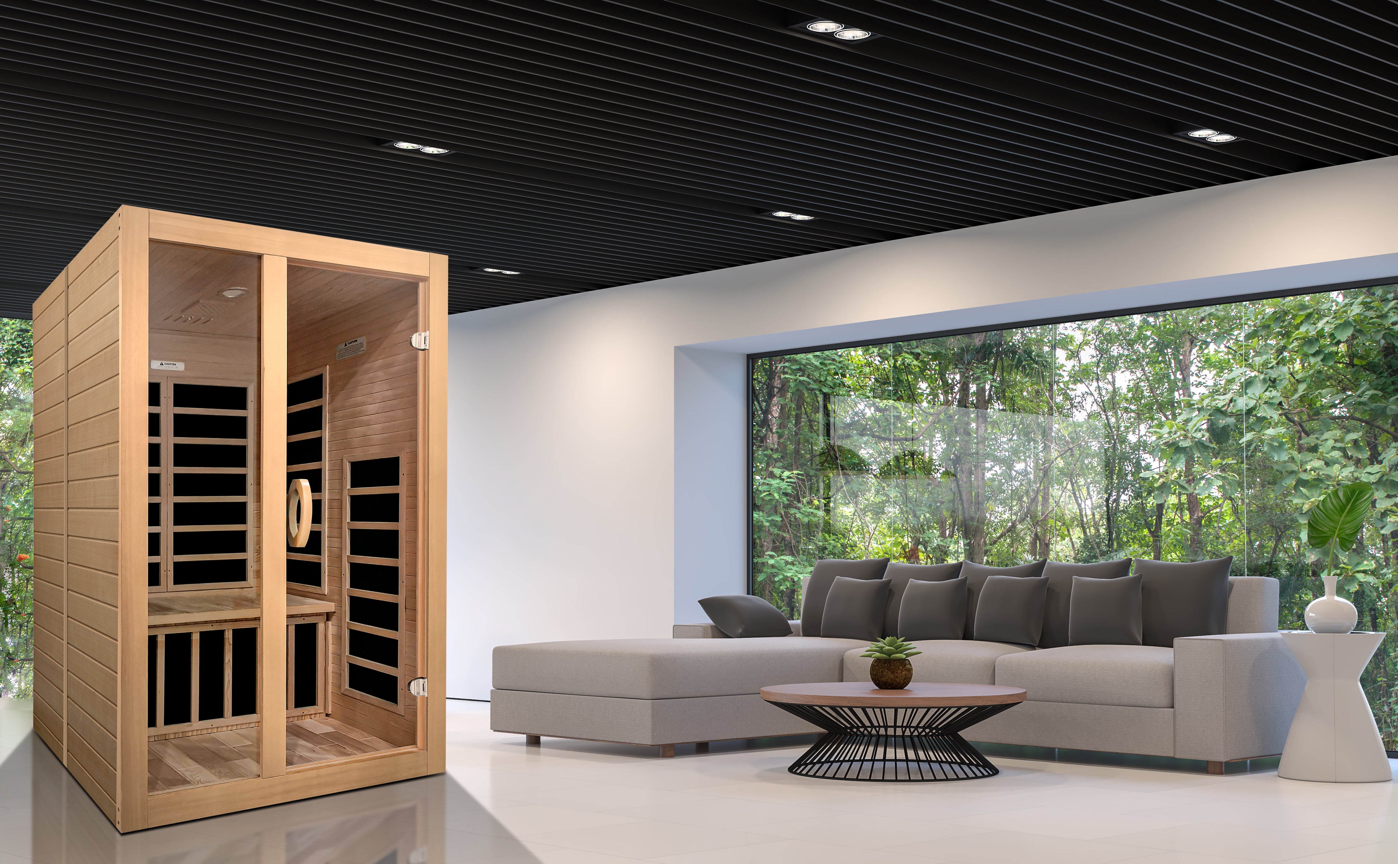 Dynamic Santiago 2-person Low EMF (Between 5-10MG) FAR Infrared Sauna (Canadian Hemlock) (DYN-6209-01)