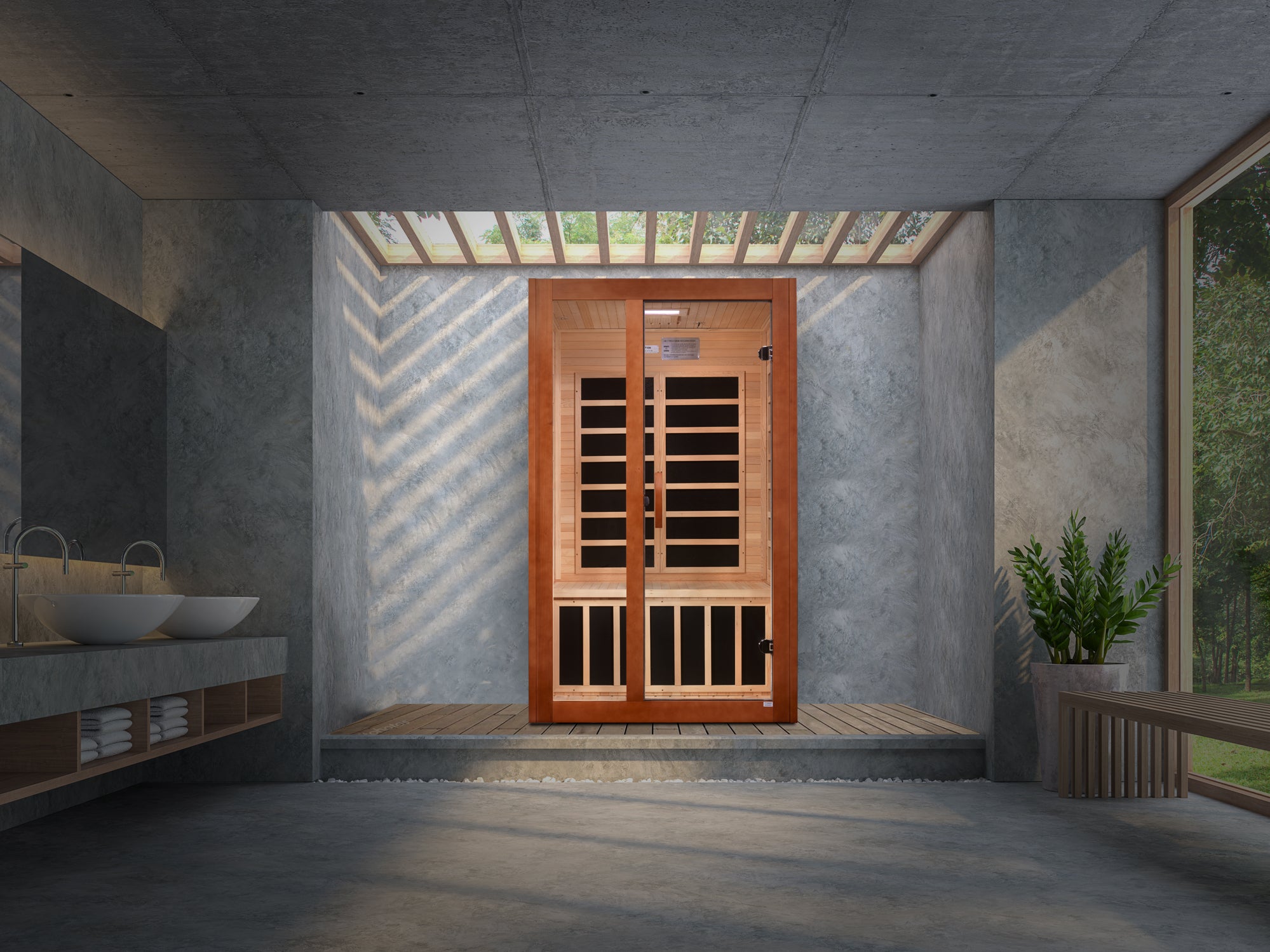 Dynamic Santiago Elite 2-person Ultra Low EMF (Between 3-5MG) FAR Infrared Sauna (Canadian Hemlock) (DYN-6209-02 Elite)