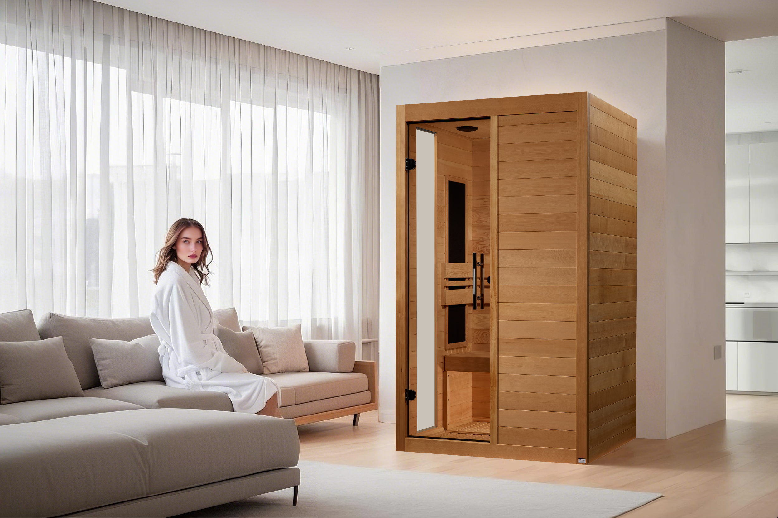 Dynamic Lucca Elite 2-person Ultra Low EMF (Between 3-5MG) FAR Infrared Sauna (Canadian Hemlock) (DYN-6215-05 Elite)