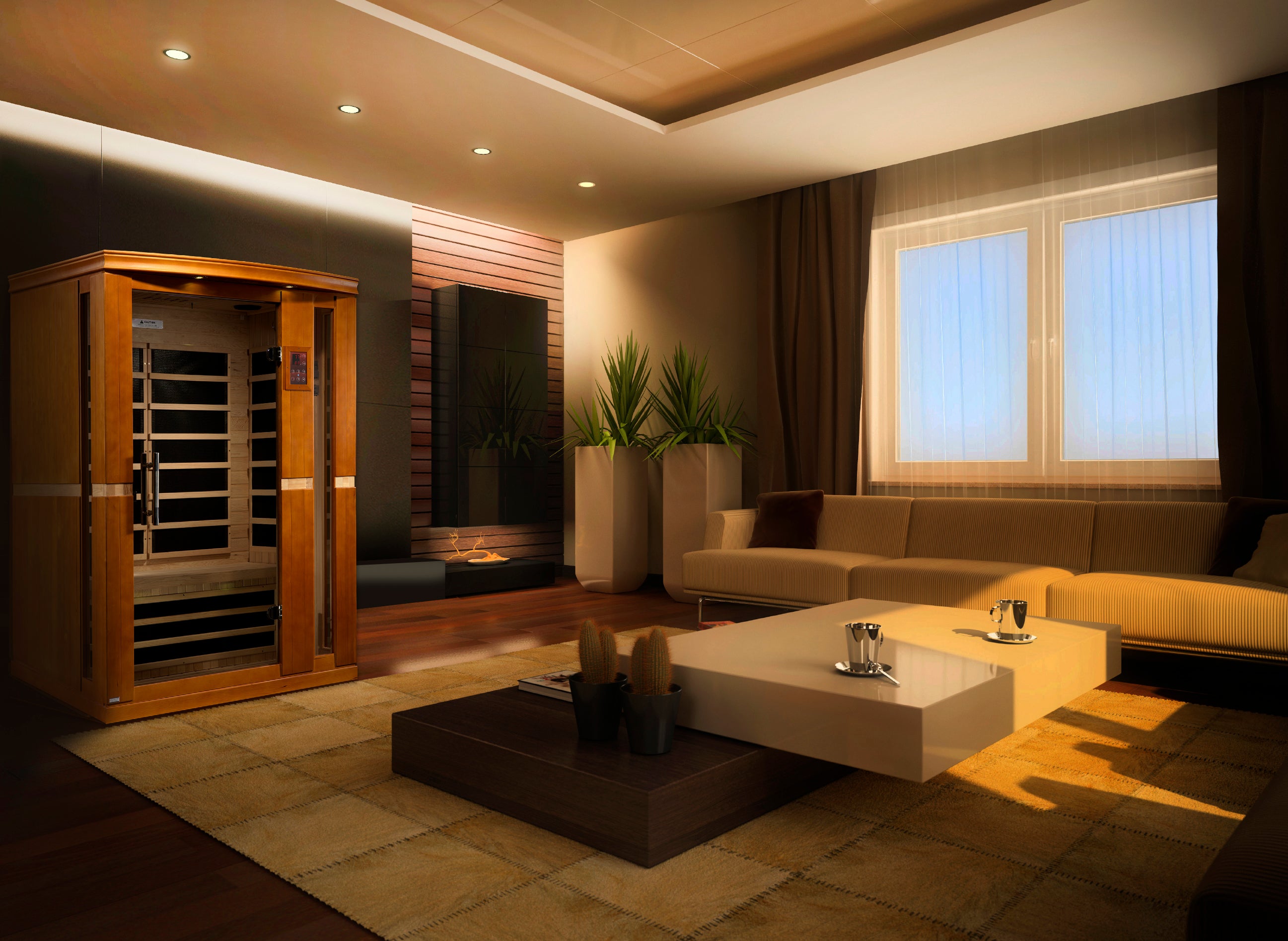 Dynamic Vittoria 2-person Low EMF (Between 5-10MG) FAR Infrared Sauna (Canadian Hemlock) (DYN-6220-01)