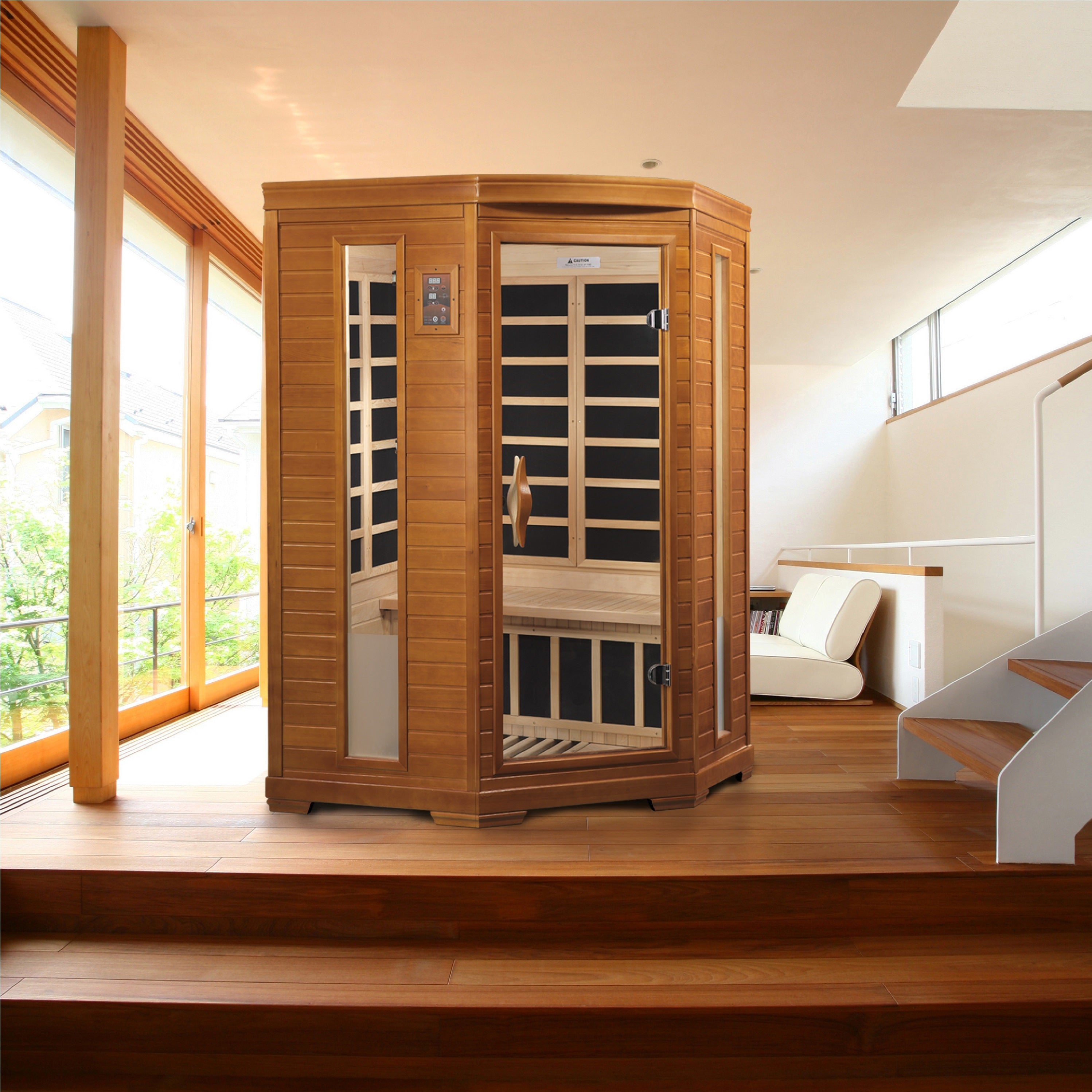 Dynamic Heming 2-person Corner Low EMF (Between 5-10MG) FAR Infrared Sauna (Canadian Hemlock) (DYN-6225-02)