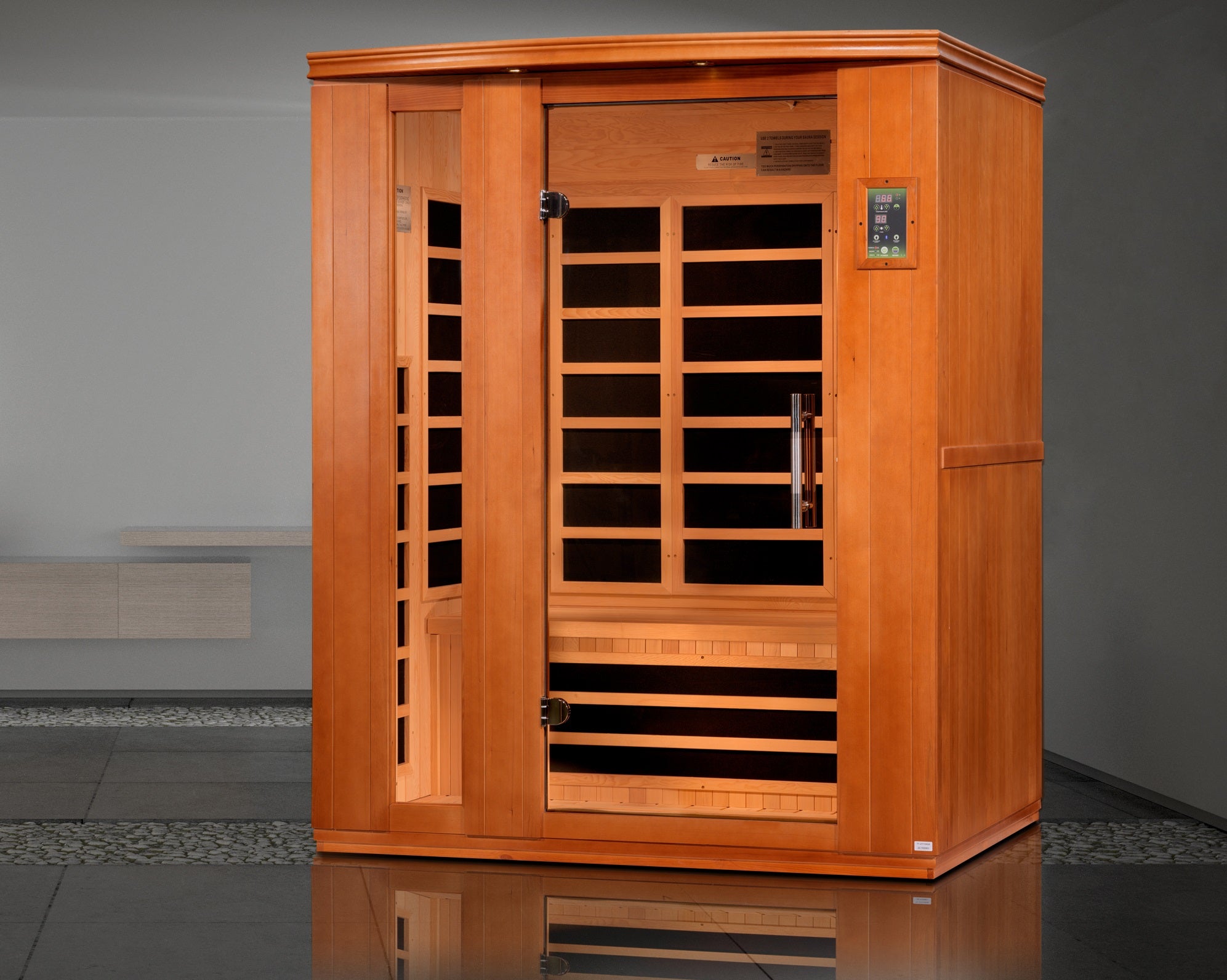 Dynamic Lugano 3-person Low EMF (Between 5-10MG) FAR Infrared Sauna (Canadian Hemlock) (DYN-6336-02)