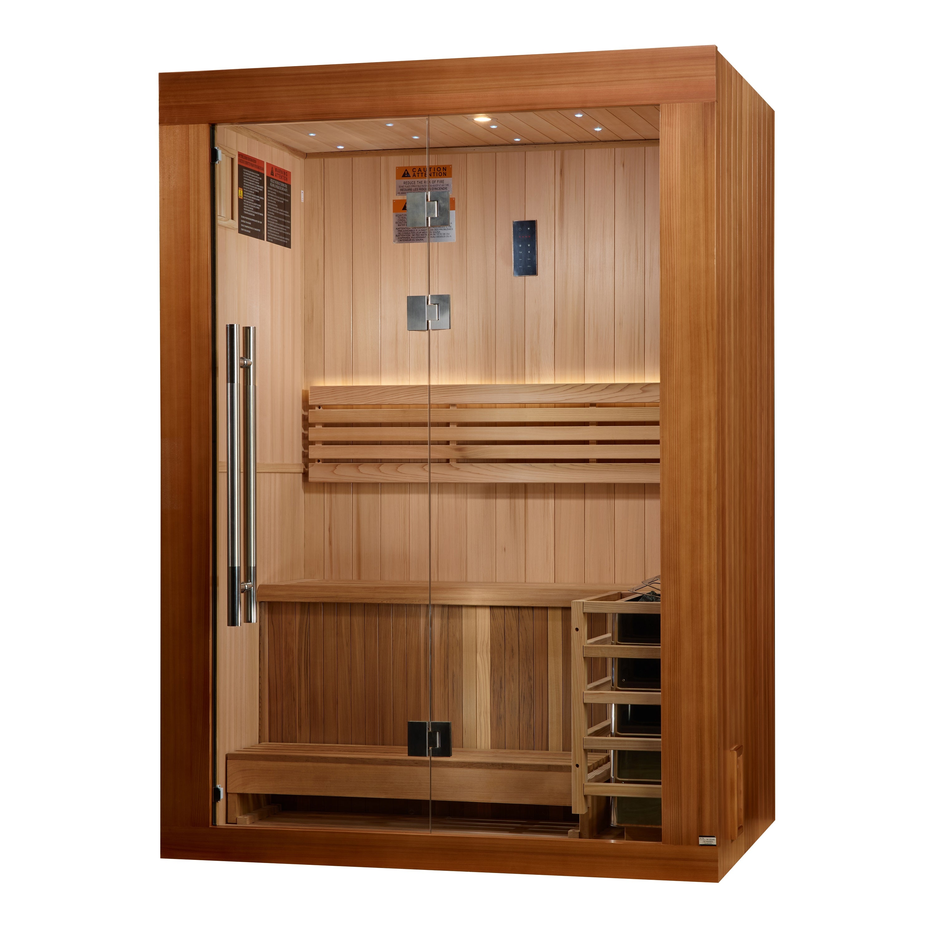 Golden Designs 2025 Updated "Sundsvall Edition" 2 Person Traditional Sauna - Canadian Red Cedar Interior and Pacific Premium Clear Cedar Exterior (GDI-7289-02)