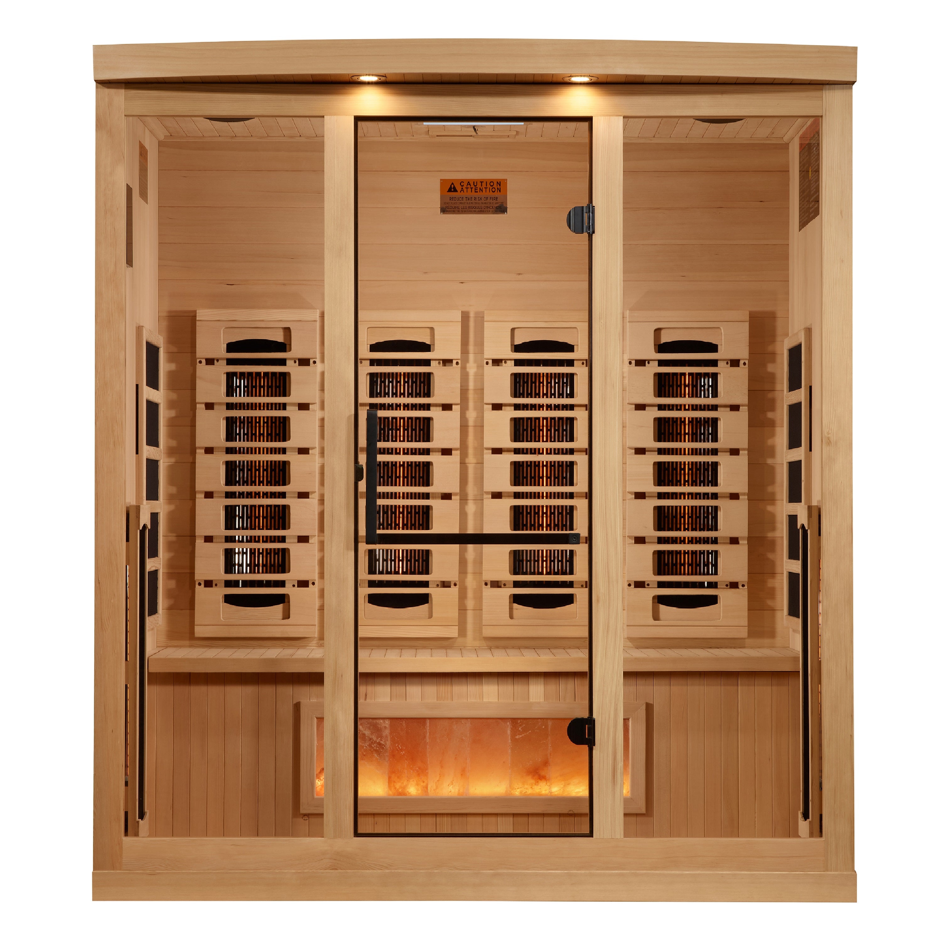 Golden Designs 4-Person Full Spectrum PureTech™ Near Zero EMF (Under 3MG) FAR Infrared Sauna with Himalayan Salt Bar (Canadian Hemlock) (GDI-8040-03)