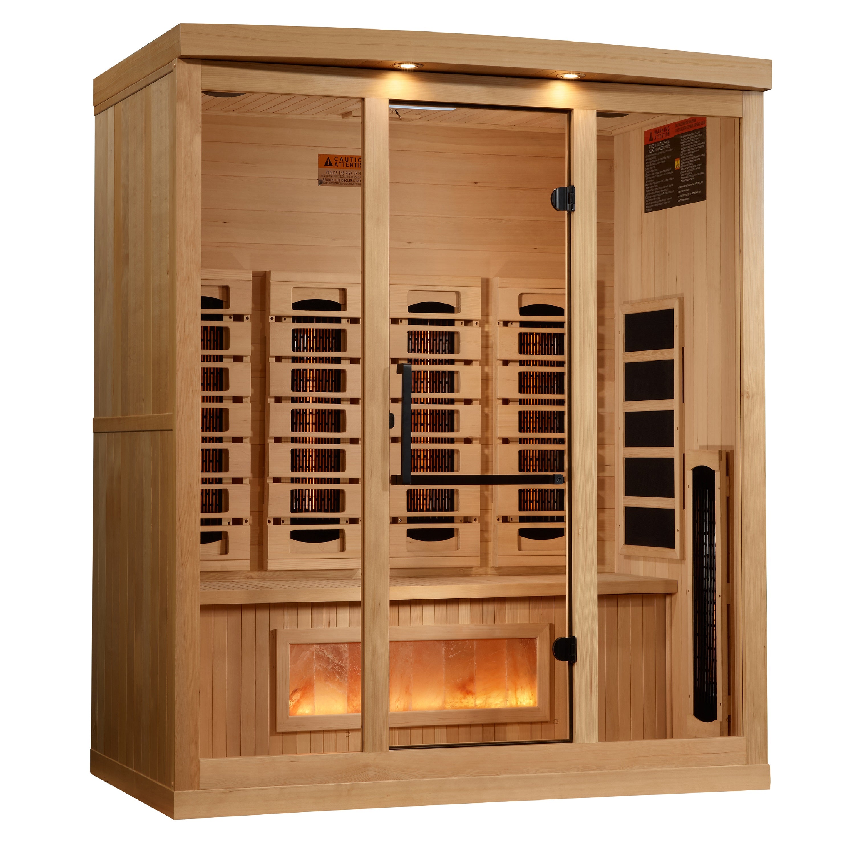 Golden Designs 4-Person Full Spectrum PureTech™ Near Zero EMF (Under 3MG) FAR Infrared Sauna with Himalayan Salt Bar (Canadian Hemlock) (GDI-8040-03)