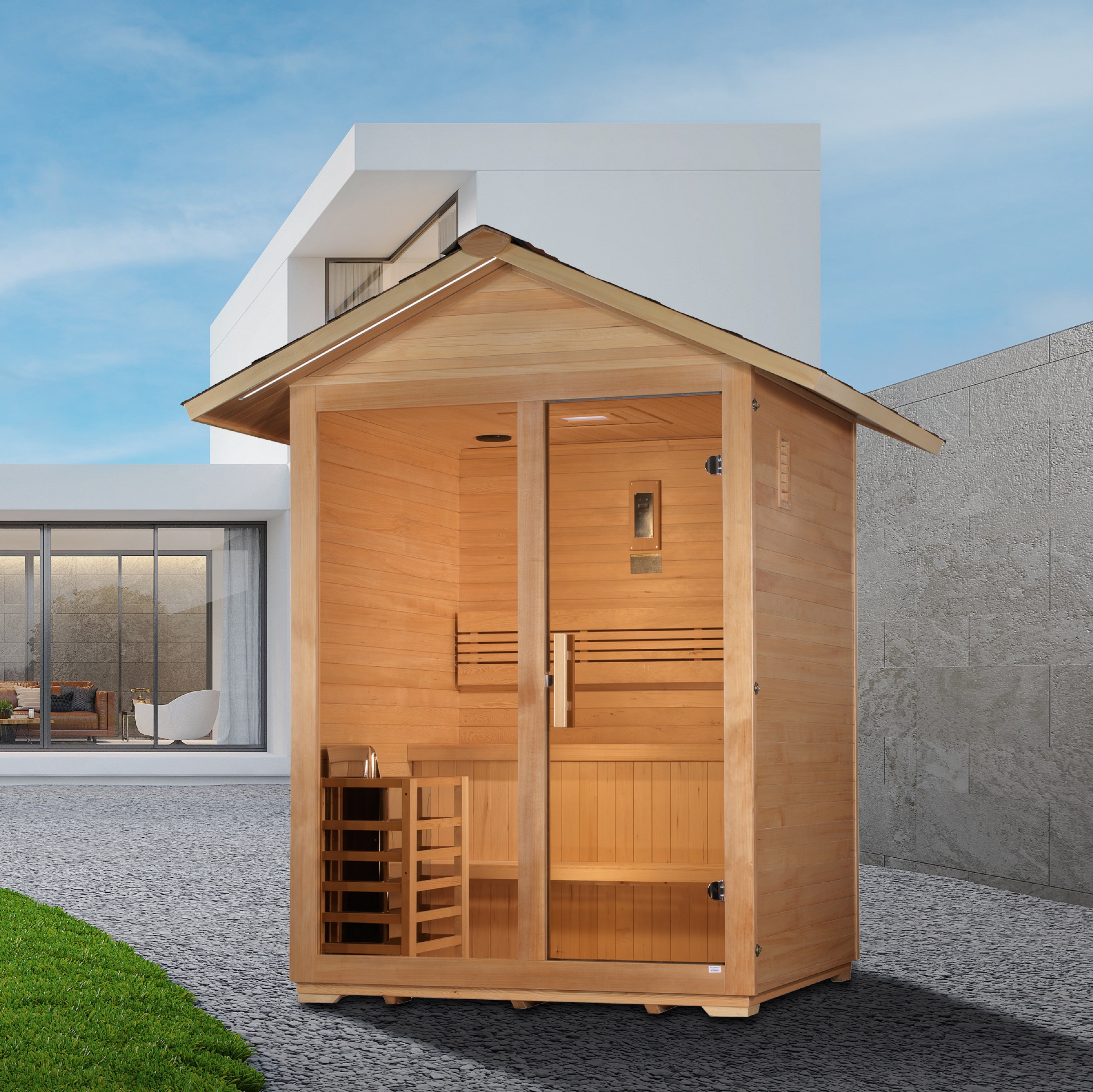 Golden Designs "Arlberg" 3 Person Traditional Outdoor Sauna - Canadian Hemlock (GDI-8103-01)