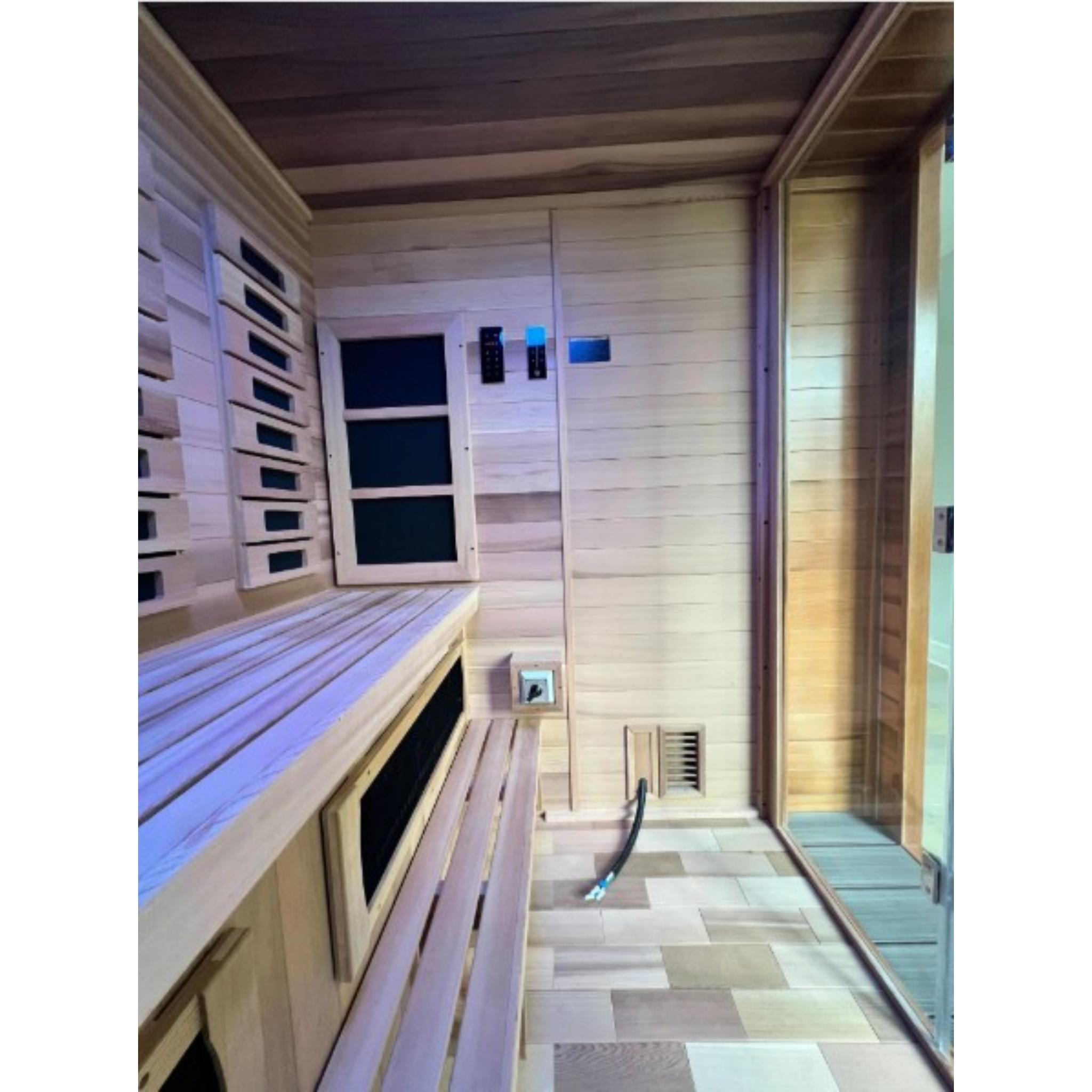 Golden Designs Nora 2 Person Indoor-Outdoor Hybrid Sauna with Full Spectrum & Harvia Stove (GDI-8222-01)