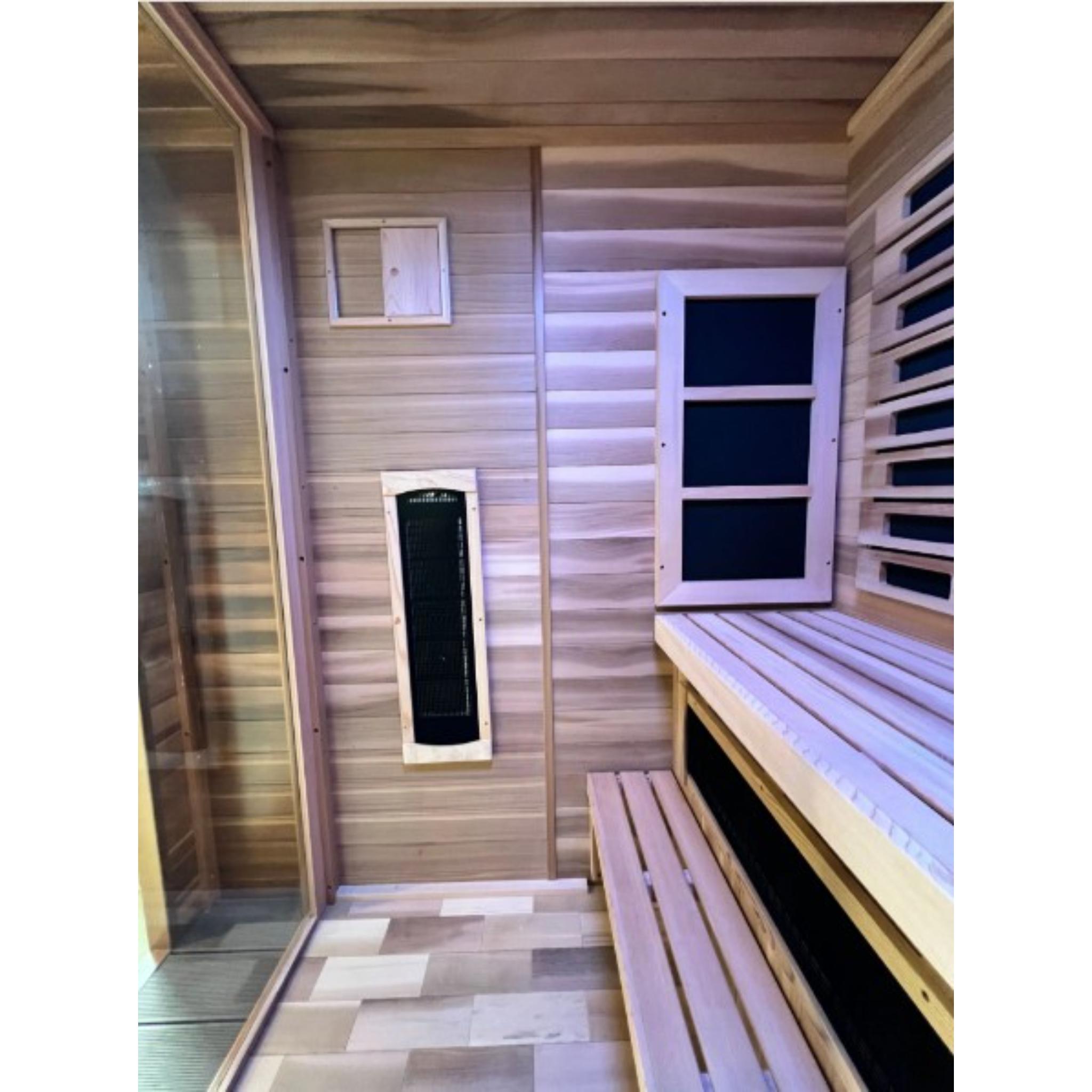 Golden Designs Nora 2 Person Indoor-Outdoor Hybrid Sauna with Full Spectrum & Harvia Stove (GDI-8222-01)