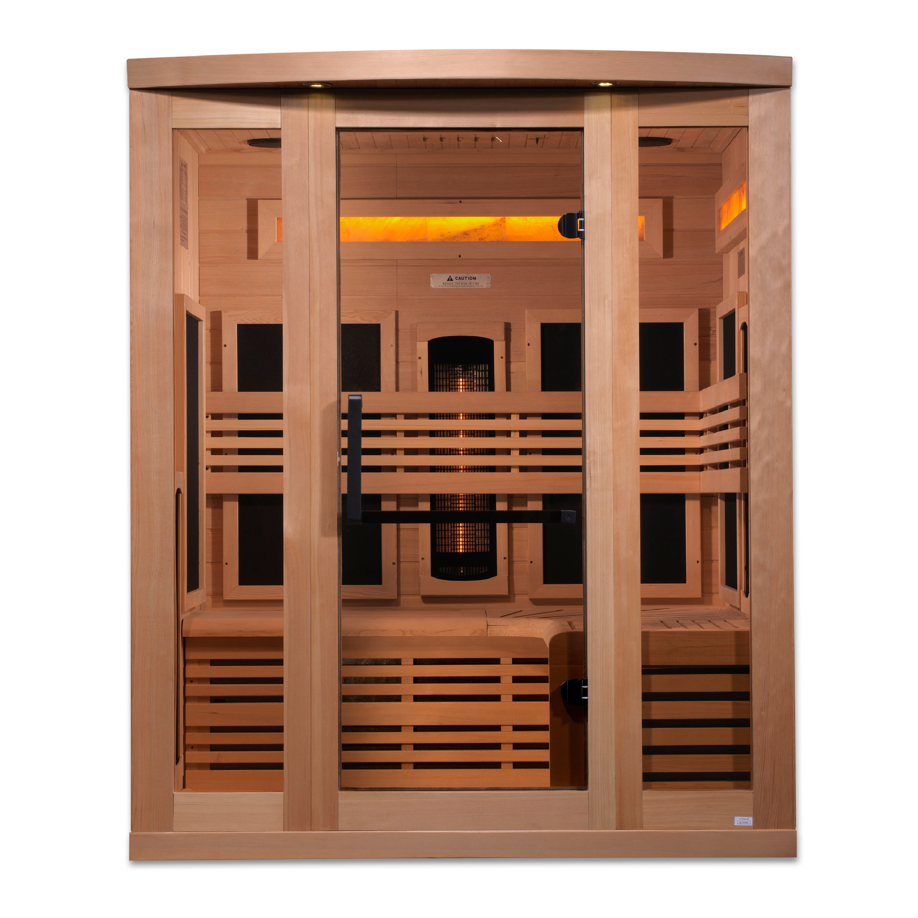 Golden Designs 3-Person Full Spectrum PureTech™ Near Zero EMF (Under 3MG) FAR Infrared Sauna with Himalayan Salt Bar (Canadian Hemlock) (GDI-8230-01)