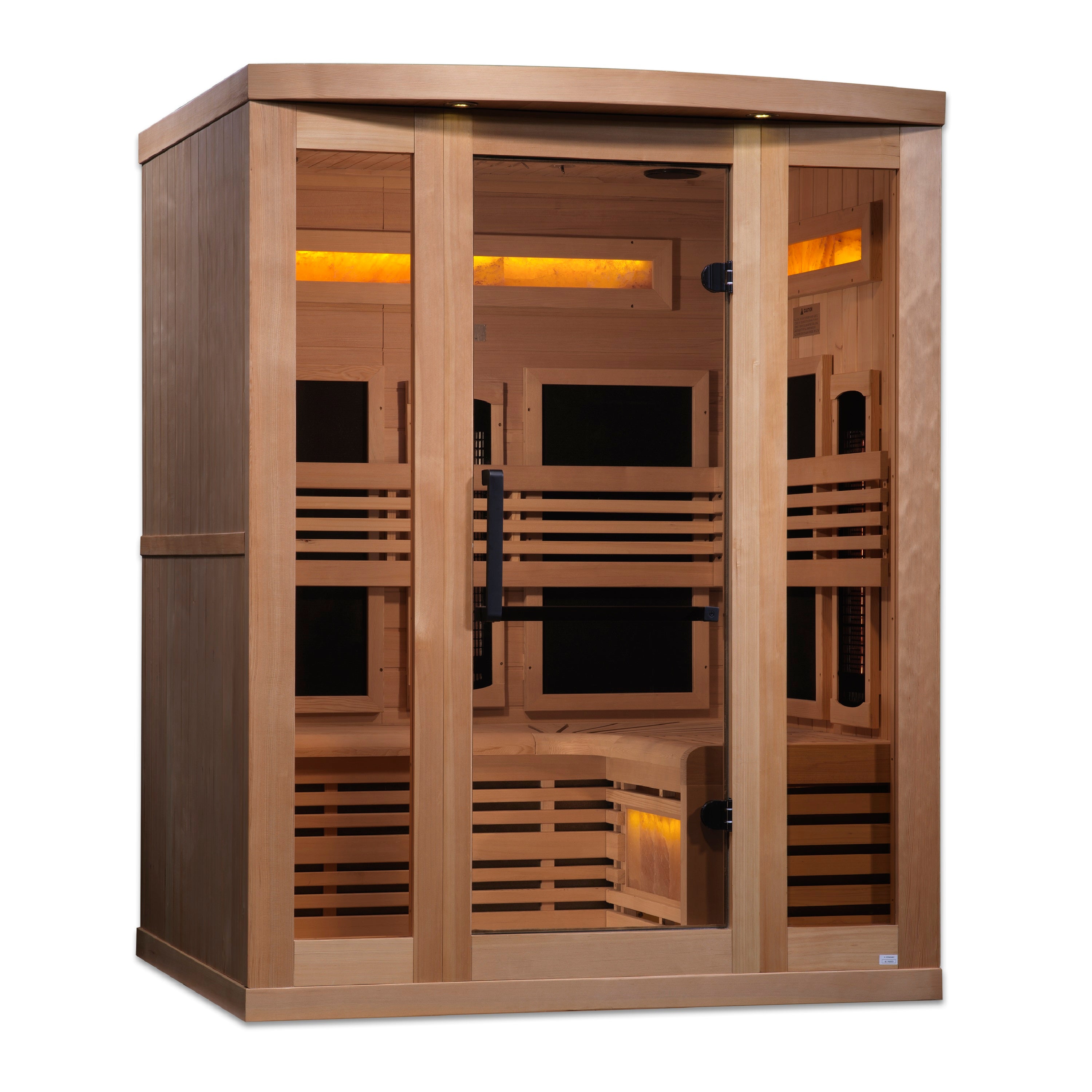 Golden Designs 3-Person Full Spectrum PureTech™ Near Zero EMF (Under 3MG) FAR Infrared Sauna with Himalayan Salt Bar (Canadian Hemlock) (GDI-8230-01)