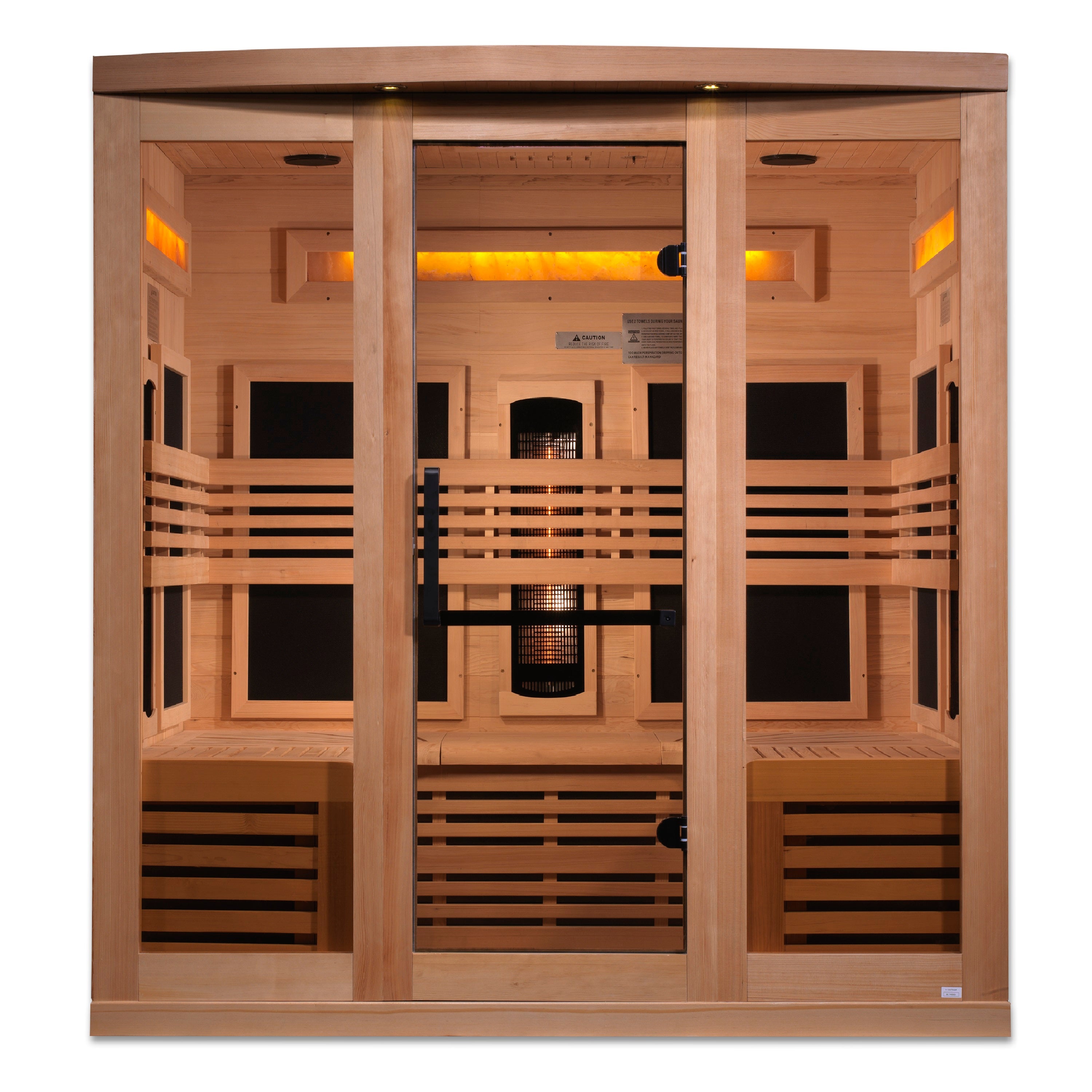 Golden Designs 6-Person Full Spectrum PureTech™ Near Zero EMF (Under 3MG) FAR Infrared Sauna with Himalayan Salt Bar (Canadian Hemlock) (GDI-8260-01)