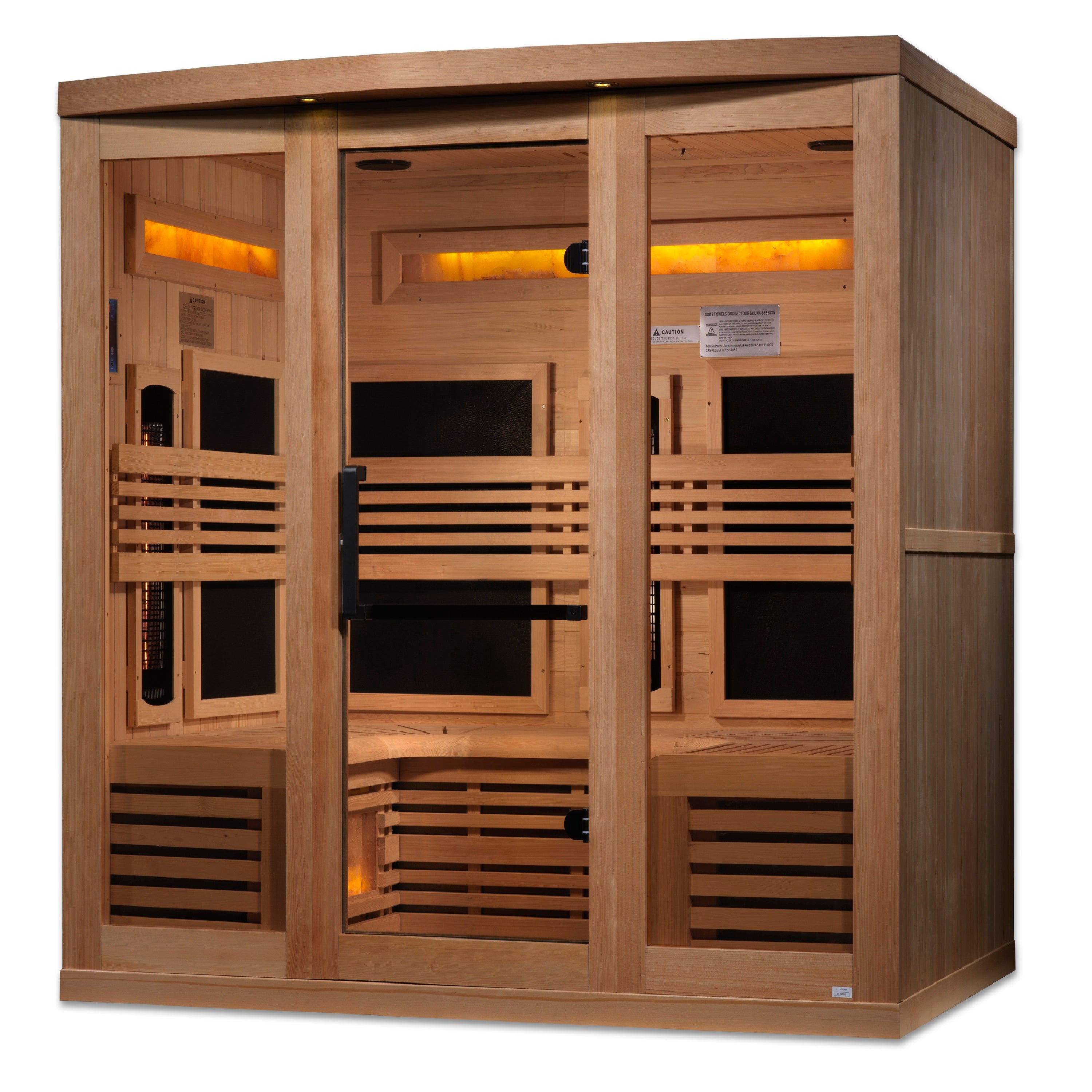 Golden Designs 6-Person Full Spectrum PureTech™ Near Zero EMF (Under 3MG) FAR Infrared Sauna with Himalayan Salt Bar (Canadian Hemlock) (GDI-8260-01)