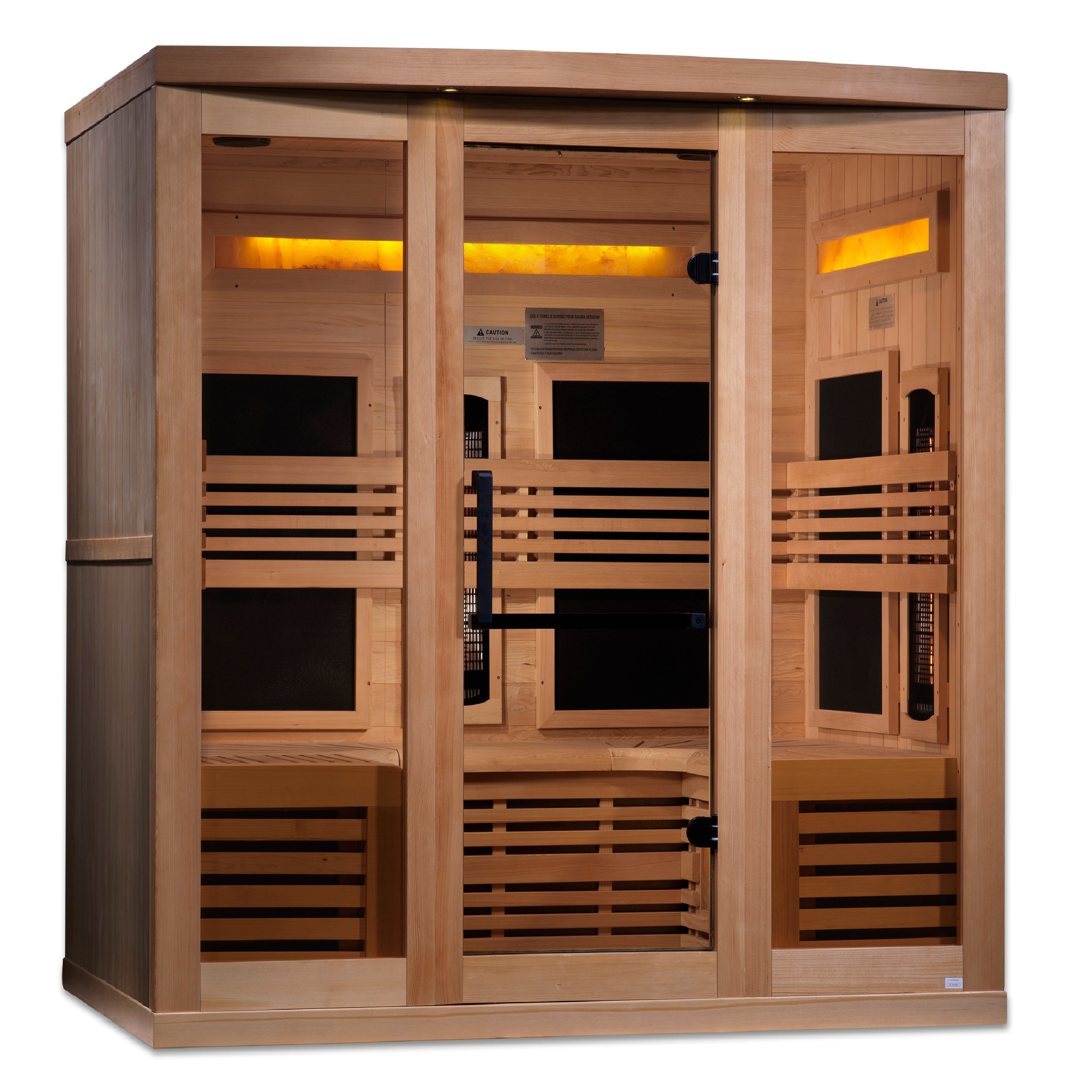 Golden Designs 6-Person Full Spectrum PureTech™ Near Zero EMF (Under 3MG) FAR Infrared Sauna with Himalayan Salt Bar (Canadian Hemlock) (GDI-8260-01)