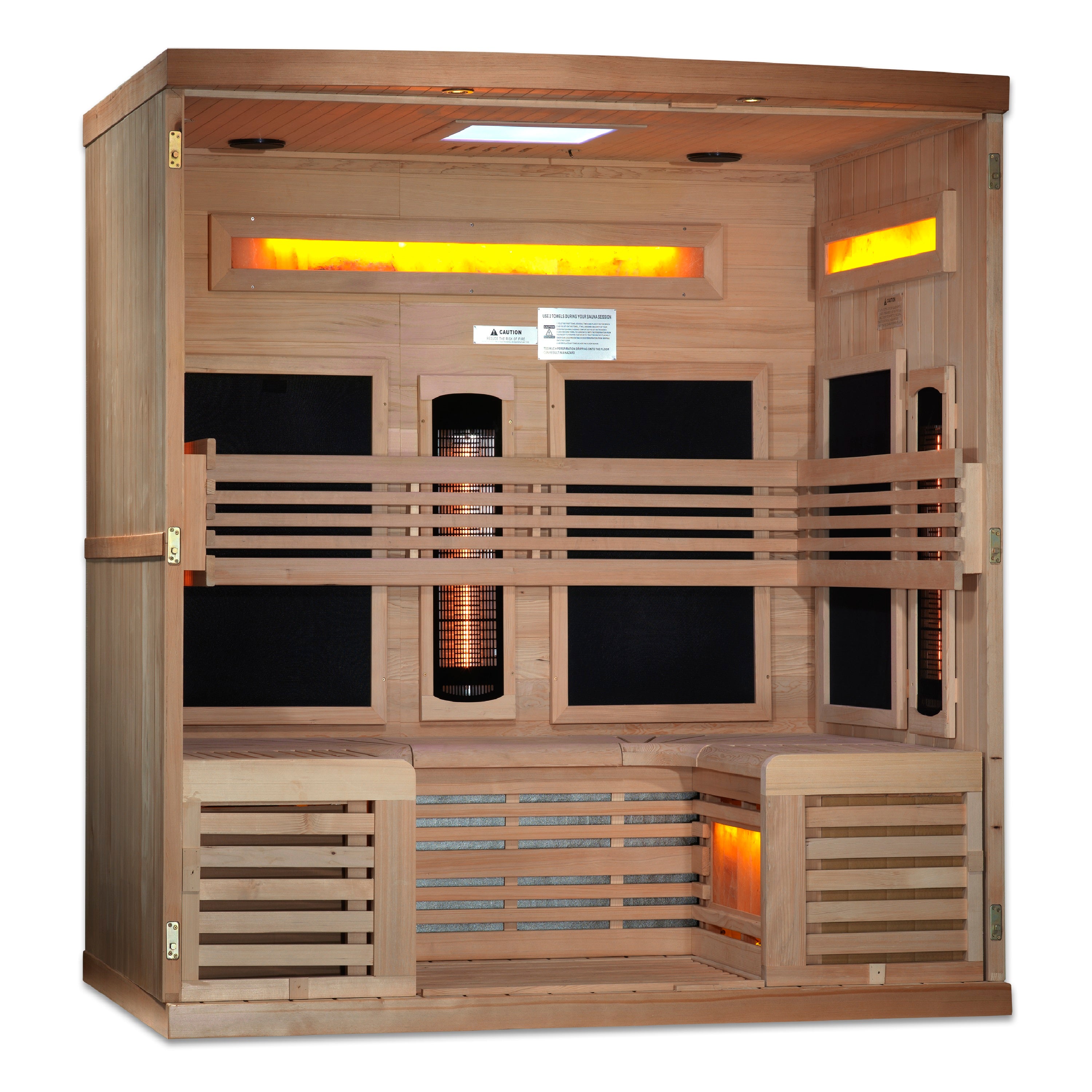 Golden Designs 6-Person Full Spectrum PureTech™ Near Zero EMF (Under 3MG) FAR Infrared Sauna with Himalayan Salt Bar (Canadian Hemlock) (GDI-8260-01)