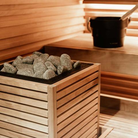 CORE Series Sauna Heater, Thermo-Aspen Wood Exterior, 10.5kW, Standard Mount