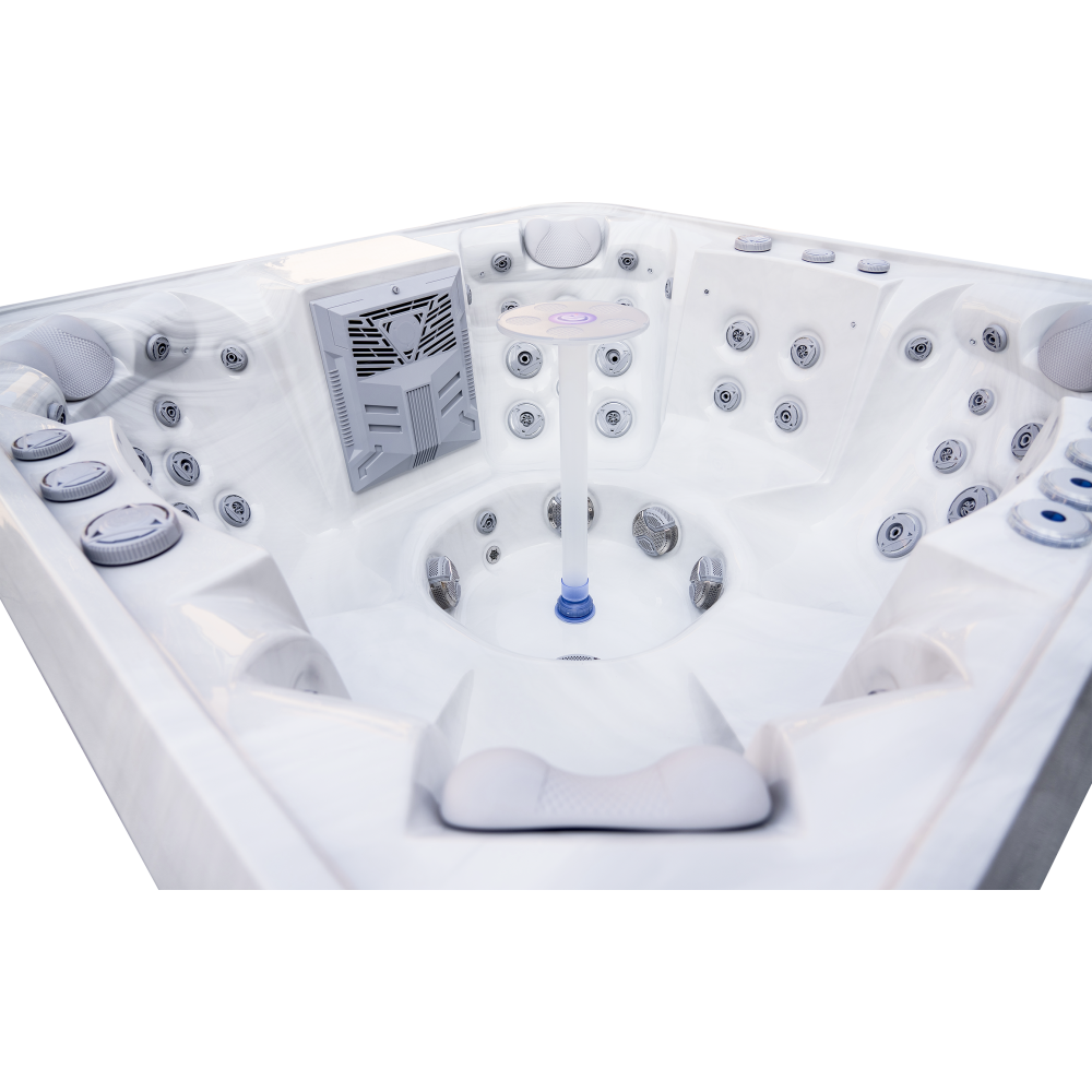 Luxury Spas Denali 7 Person Hot Tub — 60 Jet Premium Spa with Waterfall (WS-006)