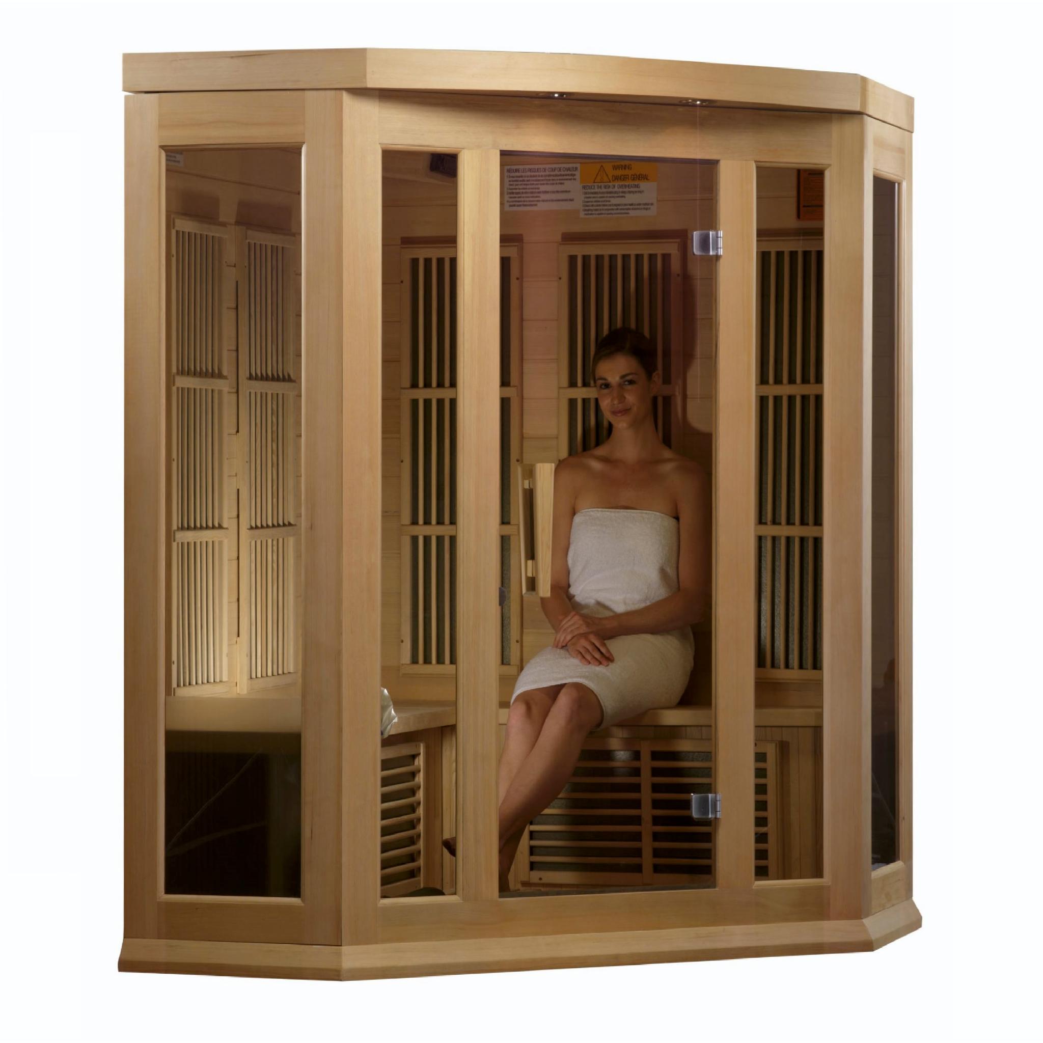 Maxxus 3 Person Corner Low EMF FAR IR Sauna by Golden Designs (MX-K356-01)