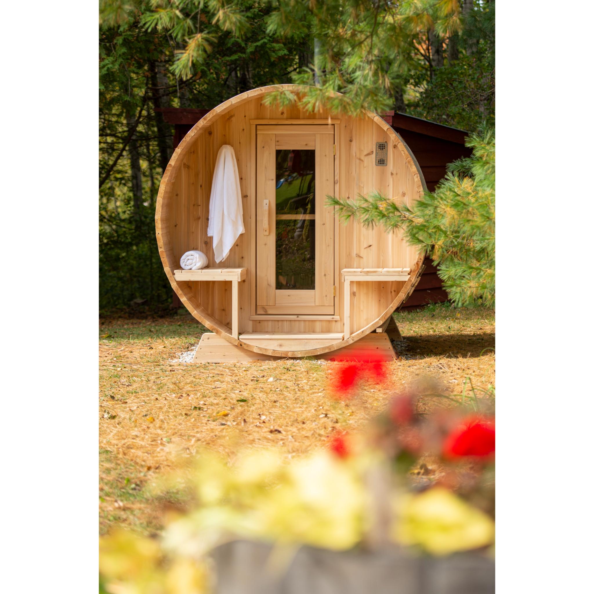Leisurecraft Canadian Timber Serenity Barrel Sauna with Wood Burning Heater (CTC2245W)