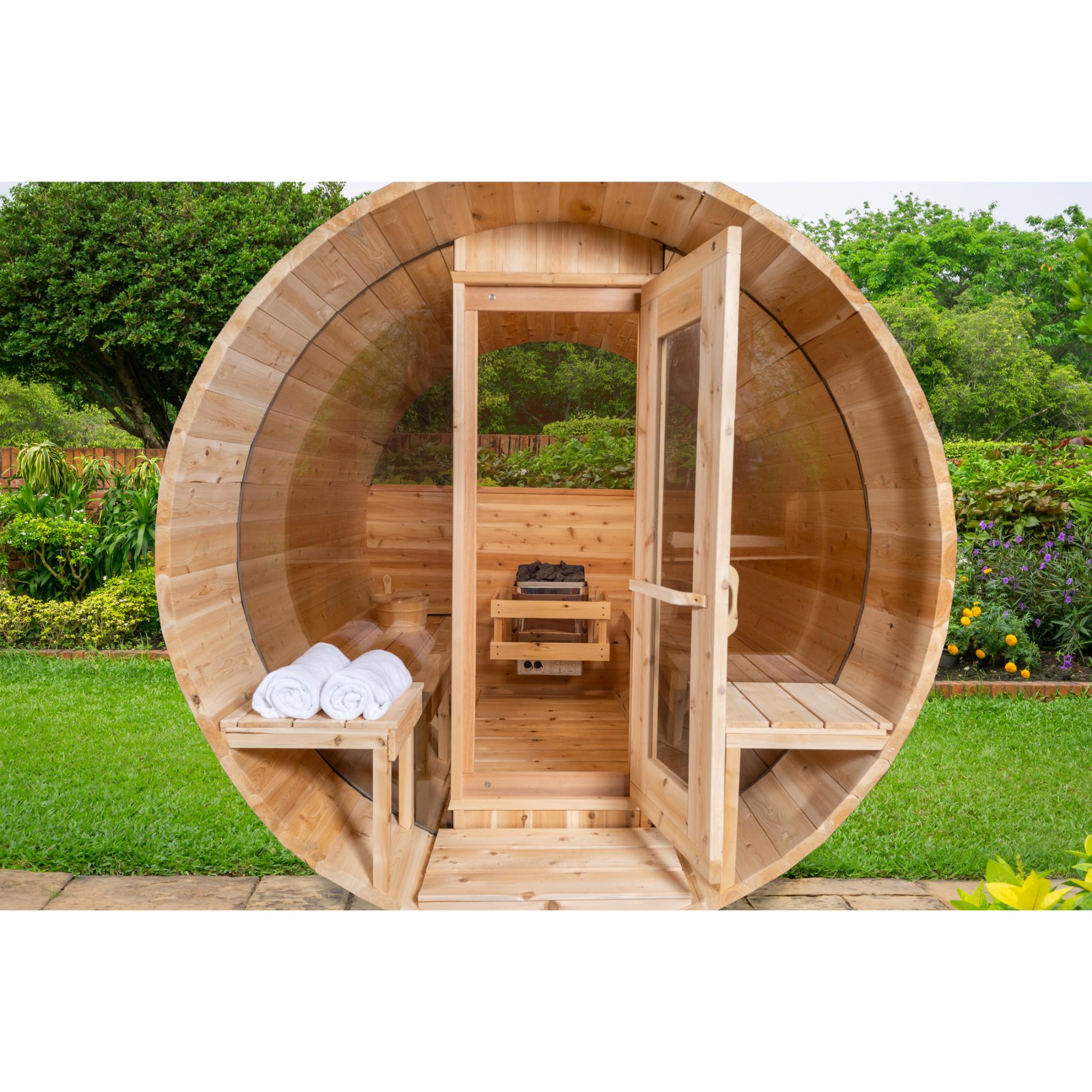 Leisurecraft Canadian Timber Tranquility MP Barrel Sauna with Electric Heater (CTC2345MPE)