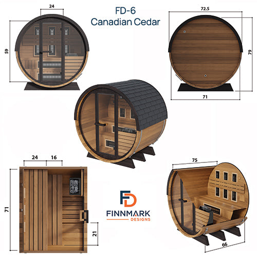 FD-6 Combination Infrared Barrel Sauna – Cedar | Finnmark Designs