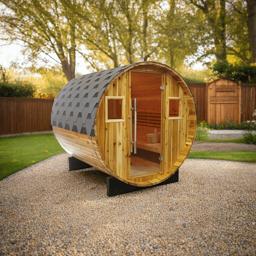 SunRay Galley 4-Person Traditional Barrel Sauna - Image 1