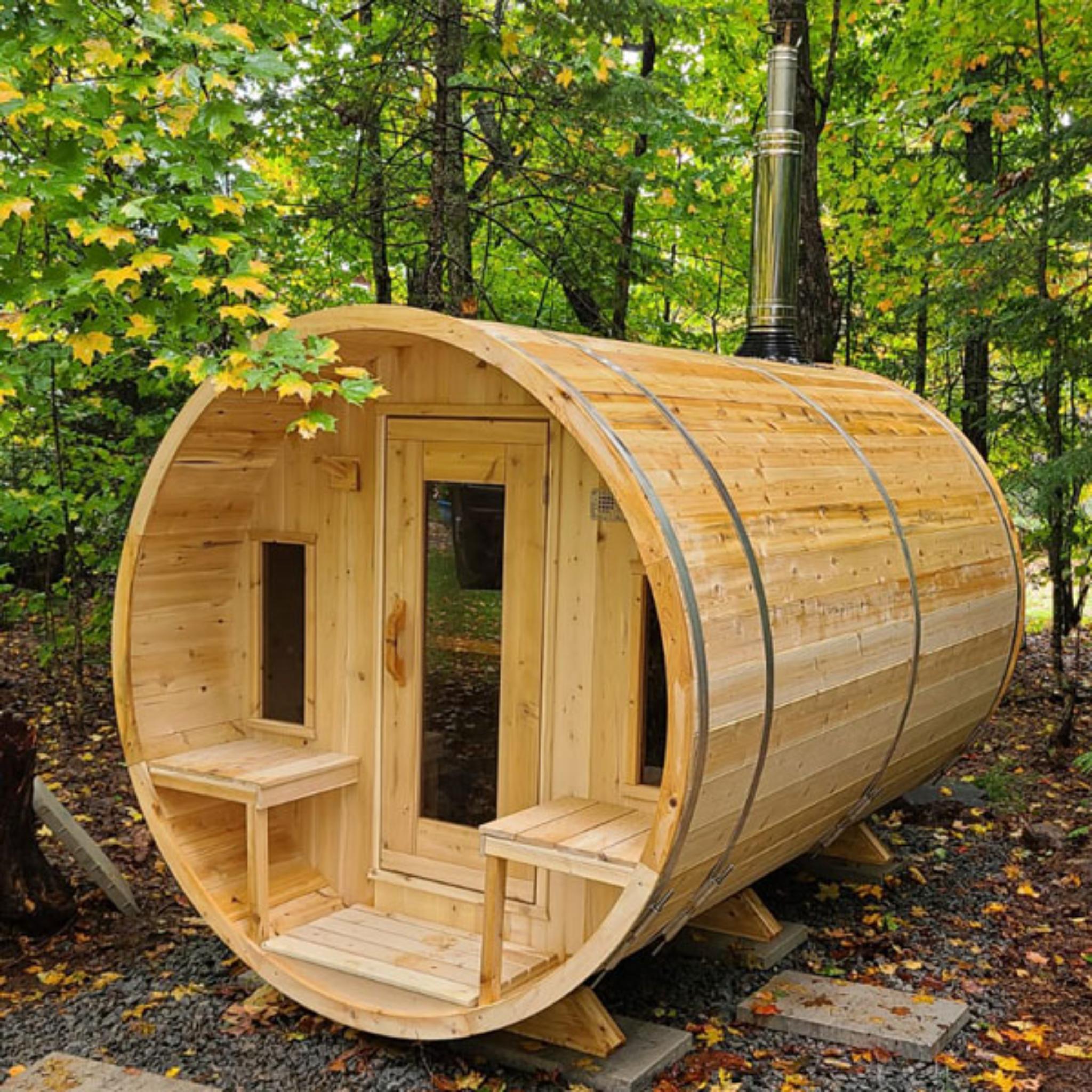 Leisurecraft Canadian Timber Tranquility Barrel Sauna with Wood Burning Heater (CTC2345W)