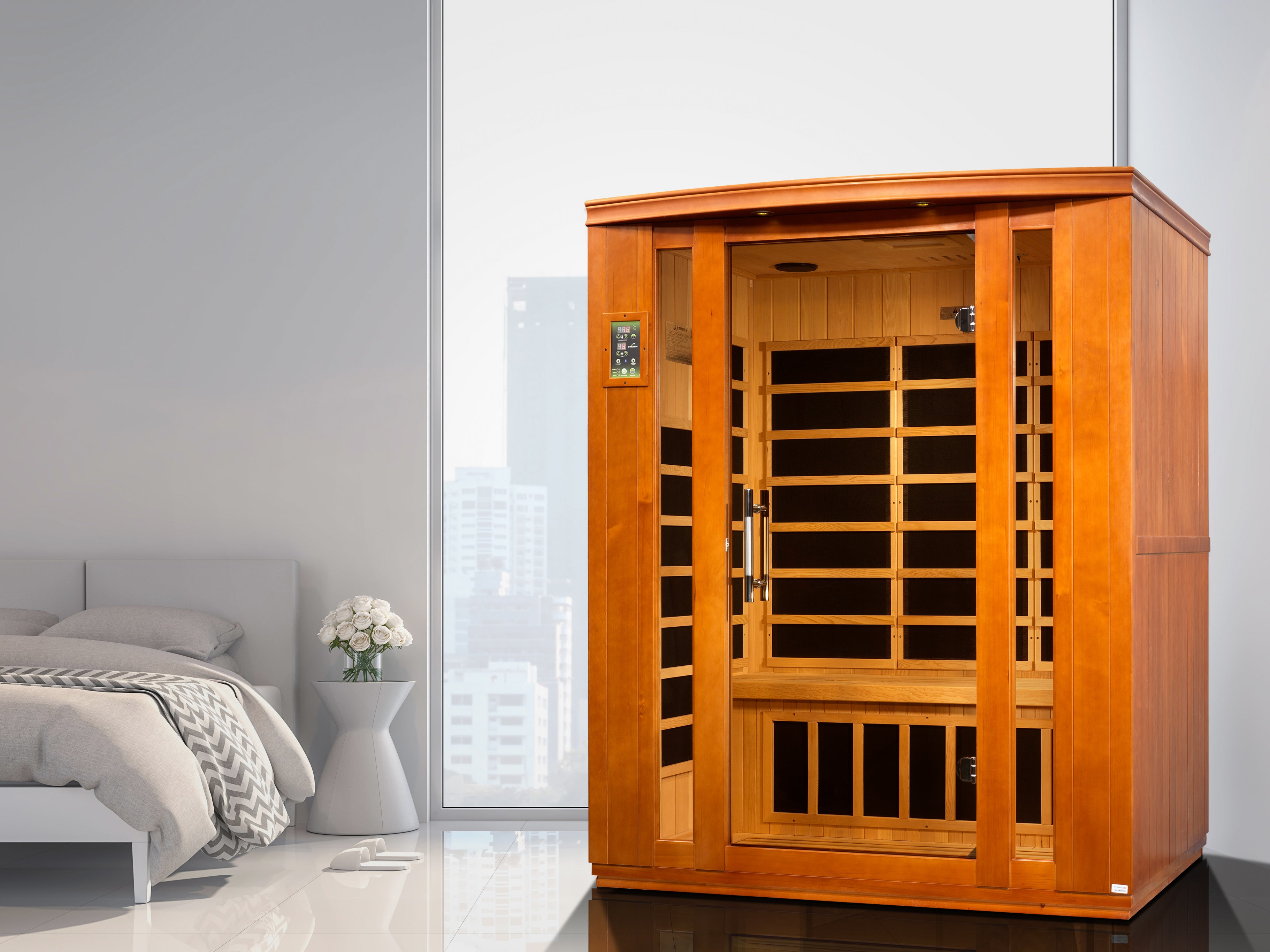Dynamic Bellagio 3-person Low EMF (Between 5-10MG) FAR Infrared Sauna (Canadian Hemlock) (DYN-6306-02)