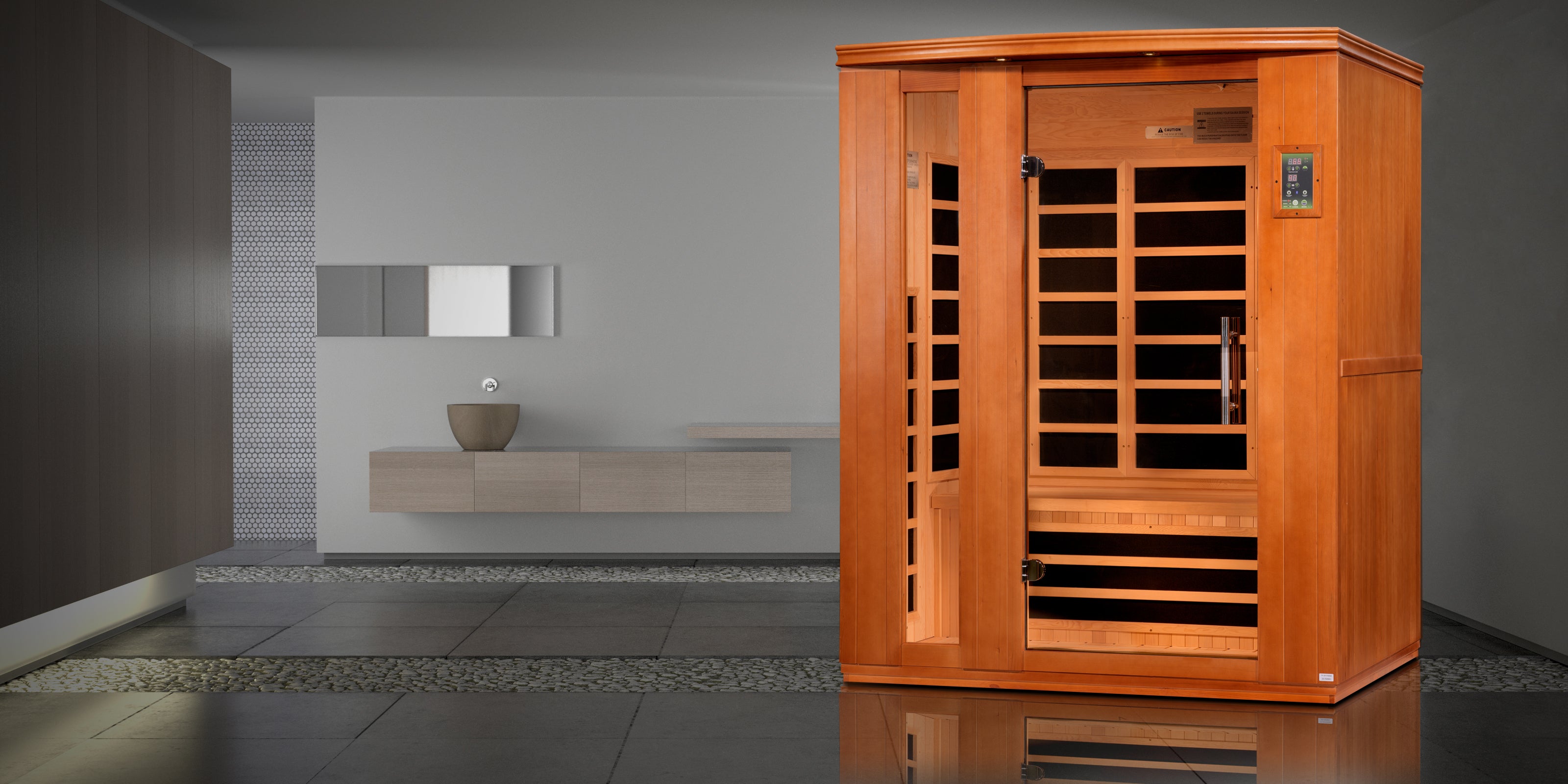 Dynamic Lugano 3-person Low EMF (Between 5-10MG) FAR Infrared Sauna (Canadian Hemlock) (DYN-6336-02)
