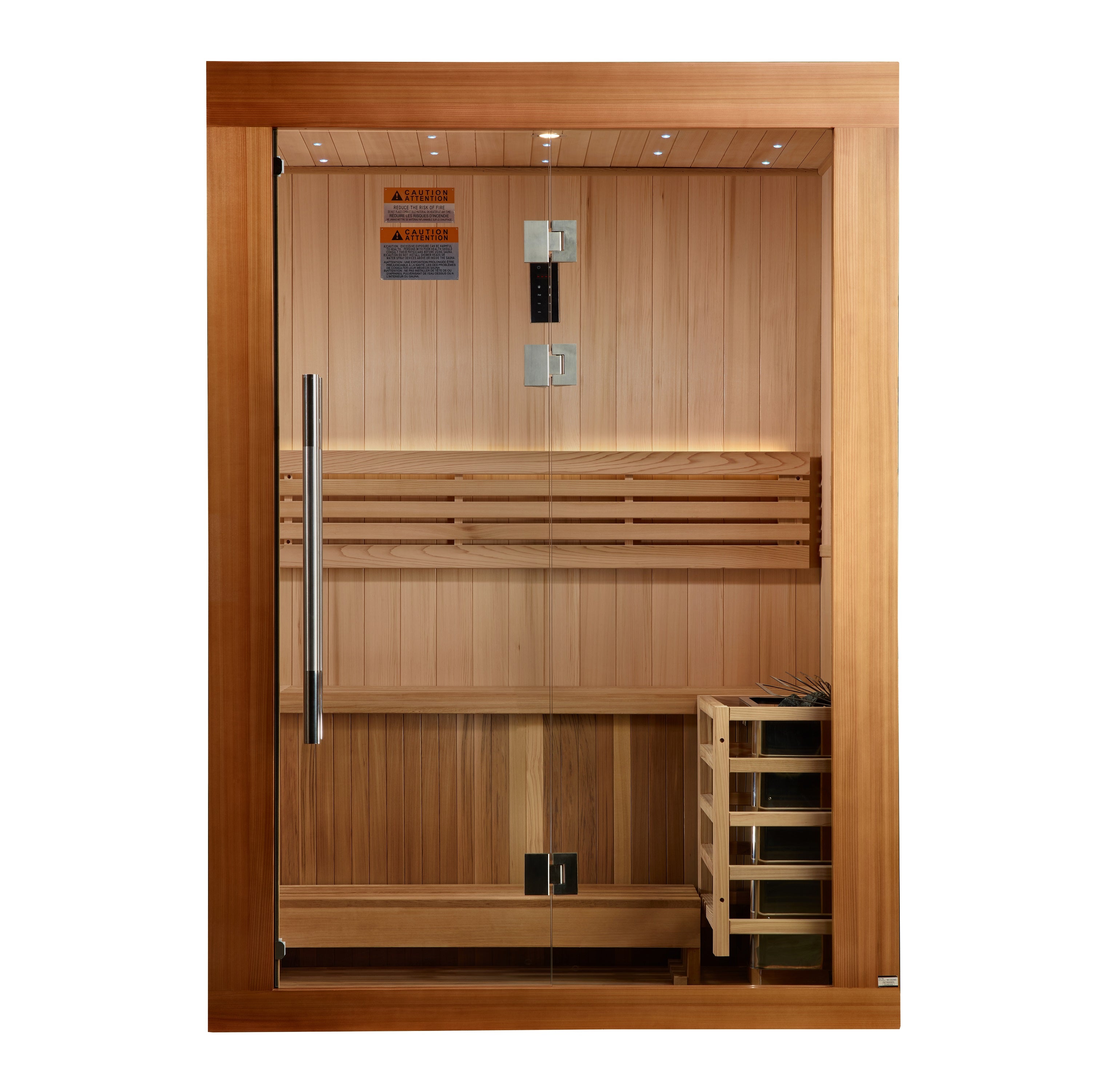 Golden Designs 2025 Updated "Sundsvall Edition" 2 Person Traditional Sauna - Canadian Red Cedar Interior and Pacific Premium Clear Cedar Exterior (GDI-7289-02)
