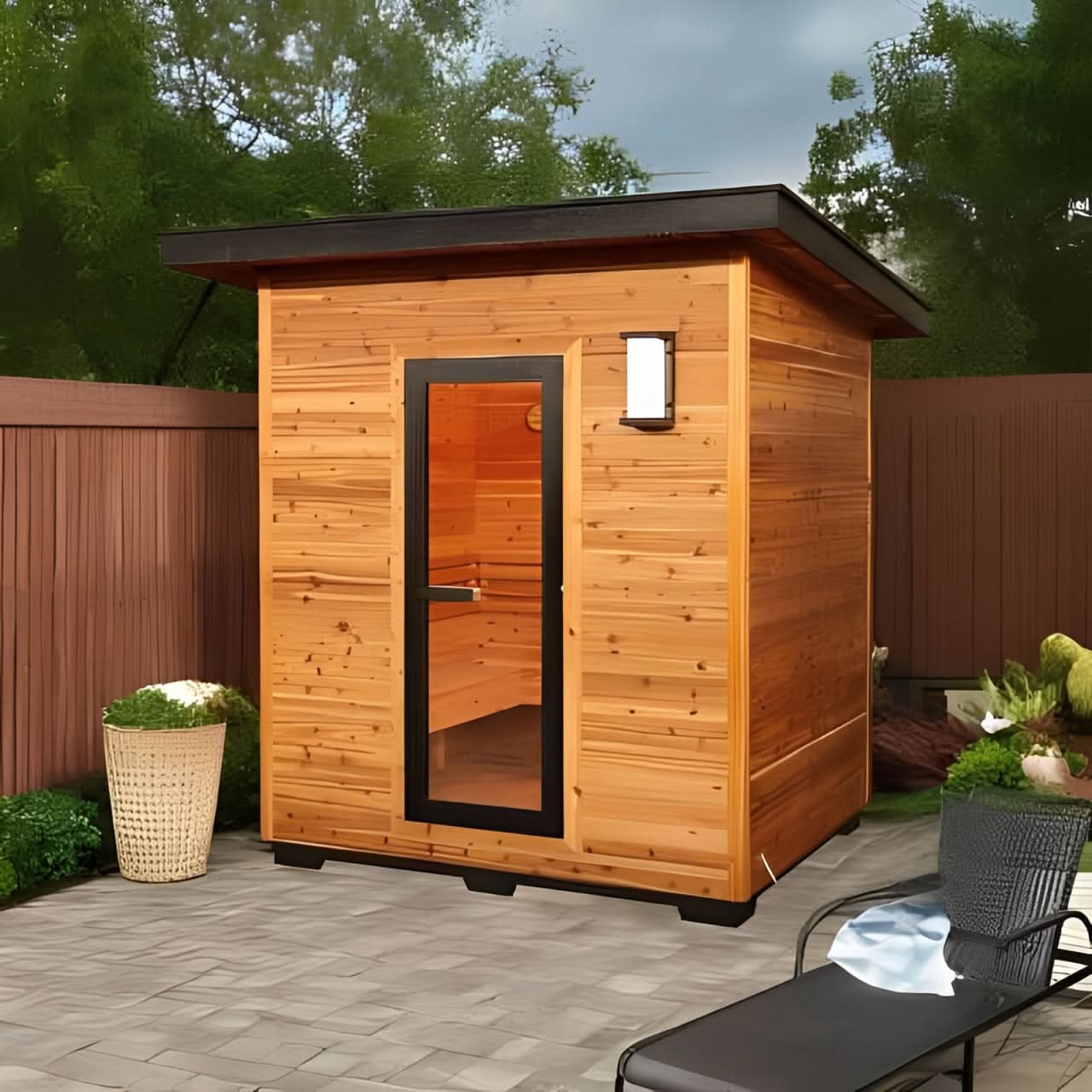 SunRay Denali 4-Person Contemporary Outdoor Sauna - Image 1