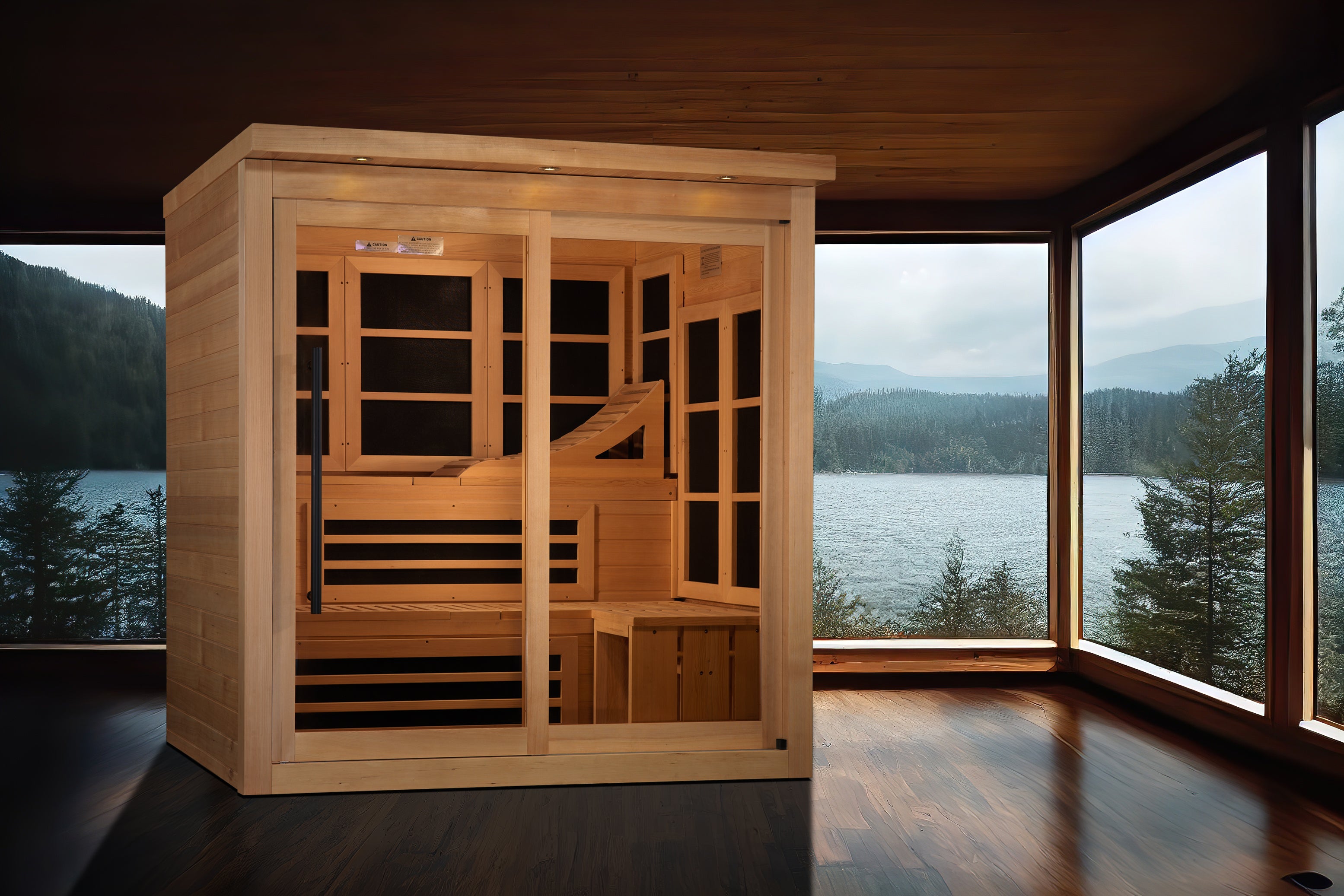 Golden Designs Monaco Limited Edition 6-person PureTech™ Near Zero EMF (Under 3MG) FAR Infrared Sauna (Canadian Hemlock) (GDI-6996-02)
