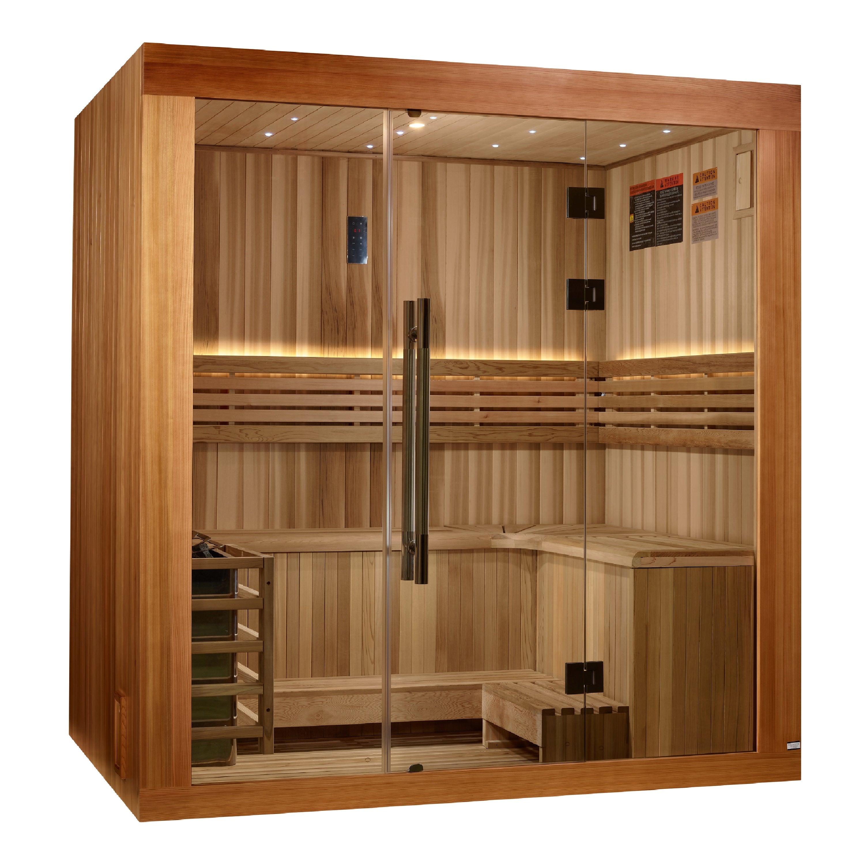 Golden Designs 2025 Updated "Copenhagen Edition" 3 Person Traditional Sauna - Canadian Red Cedar Interior and Pacific Premium Clear Cedar Exterior (GDI-7389-02)