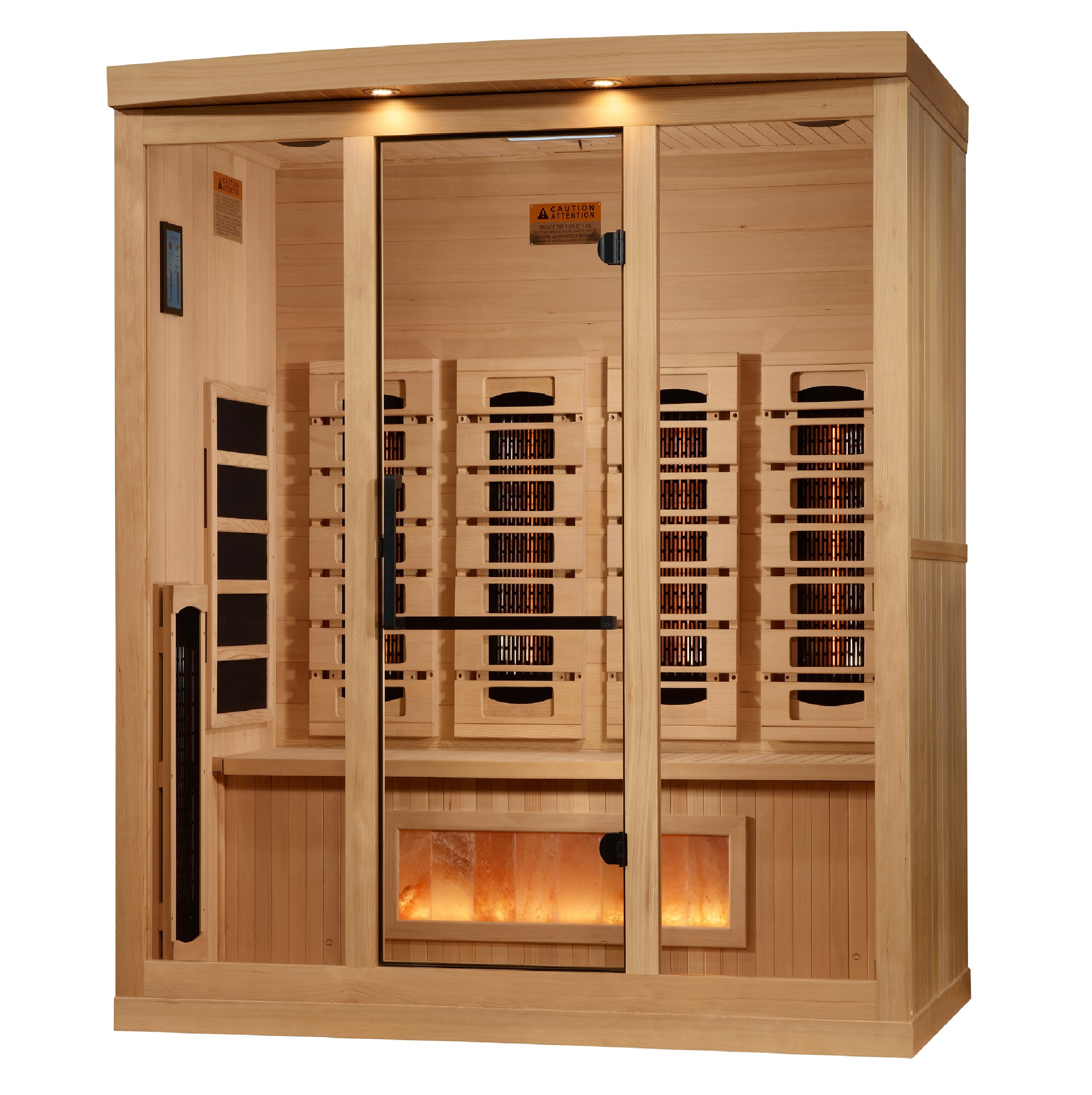 Golden Designs 4-Person Full Spectrum PureTech™ Near Zero EMF (Under 3MG) FAR Infrared Sauna with Himalayan Salt Bar (Canadian Hemlock) (GDI-8040-03)