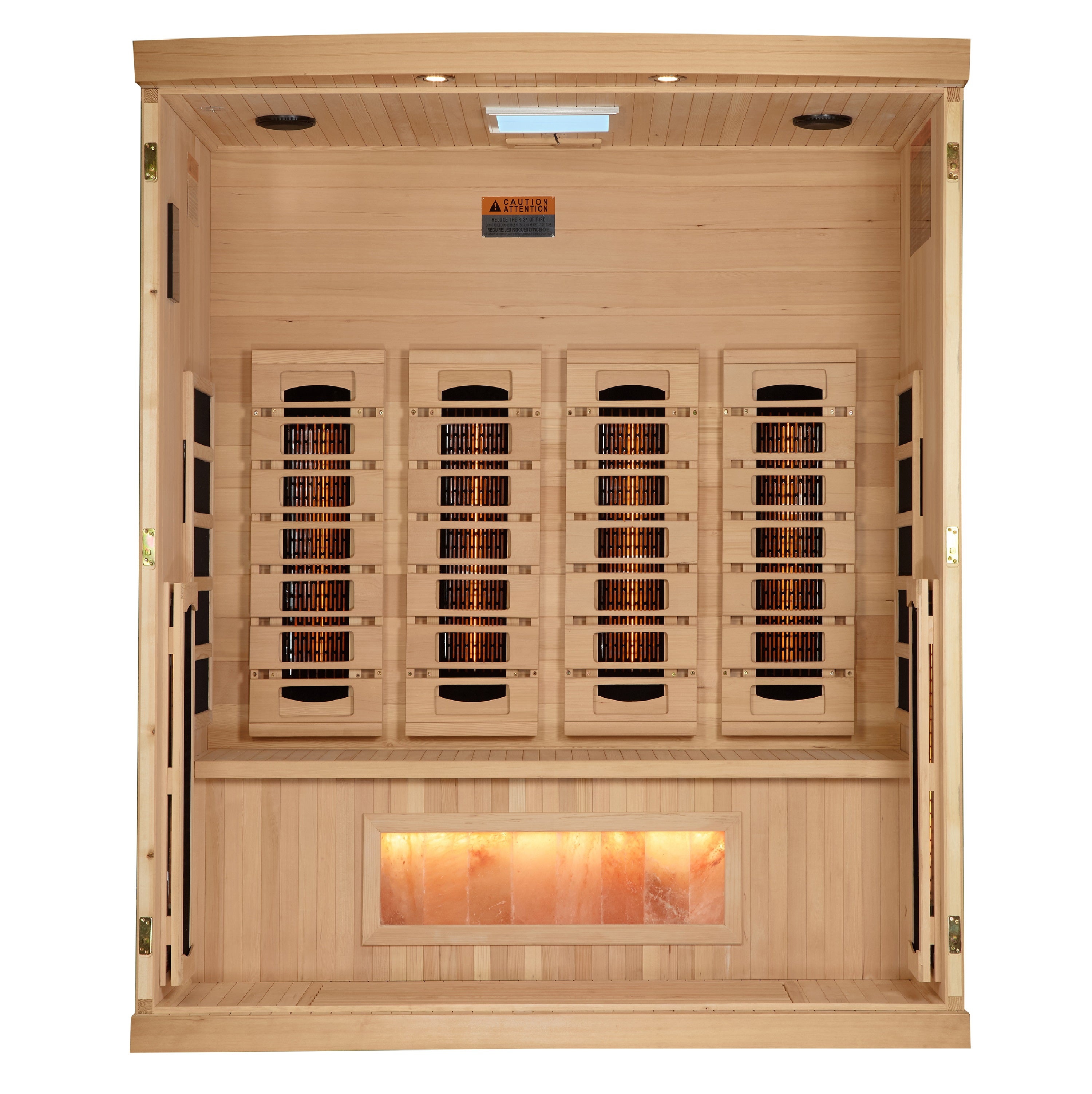 Golden Designs 4-Person Full Spectrum PureTech™ Near Zero EMF (Under 3MG) FAR Infrared Sauna with Himalayan Salt Bar (Canadian Hemlock) (GDI-8040-03)
