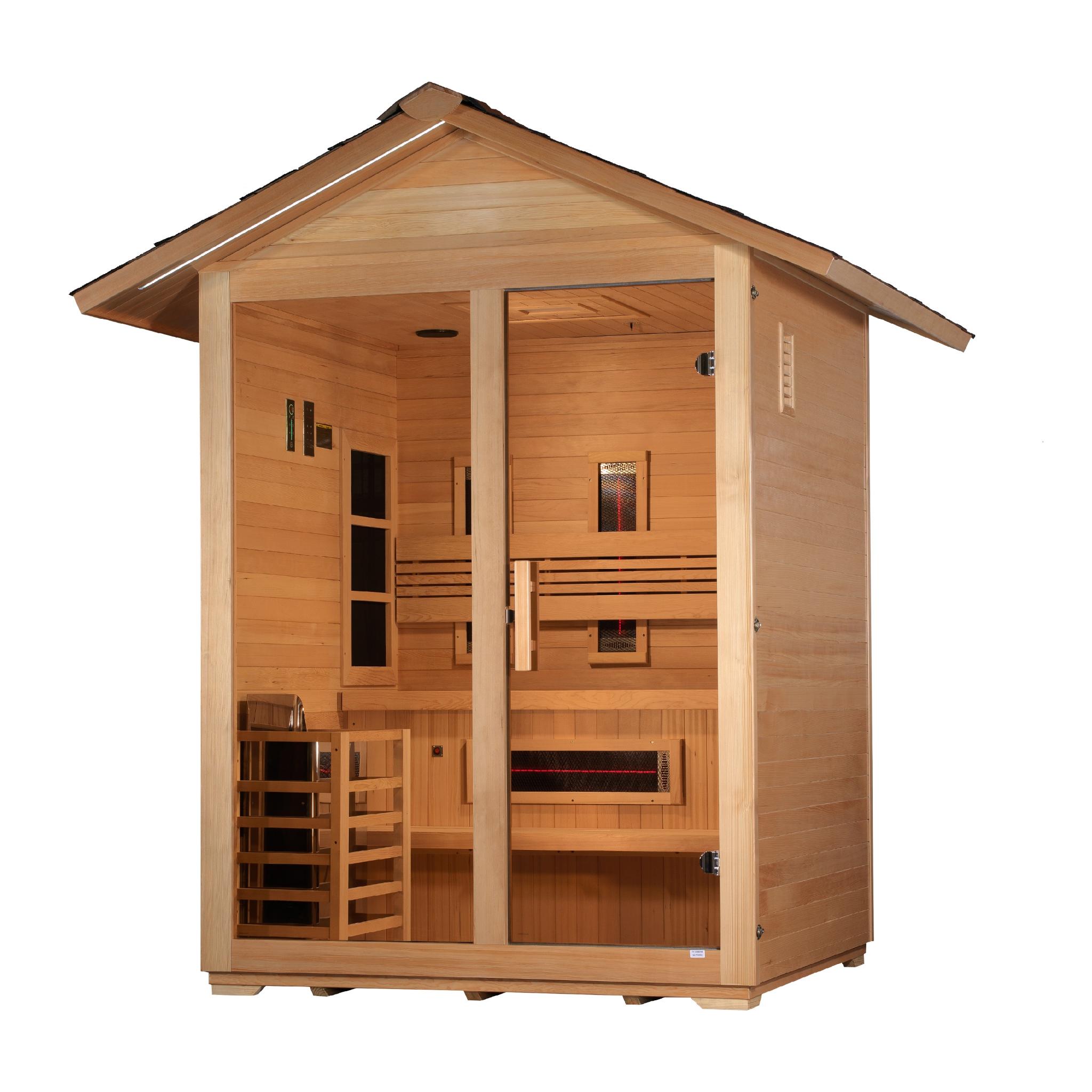 Golden Designs Carinthia 3 Person Hybrid Sauna with Full Spectrum & Harvia Stove (GDI-8123-01)
