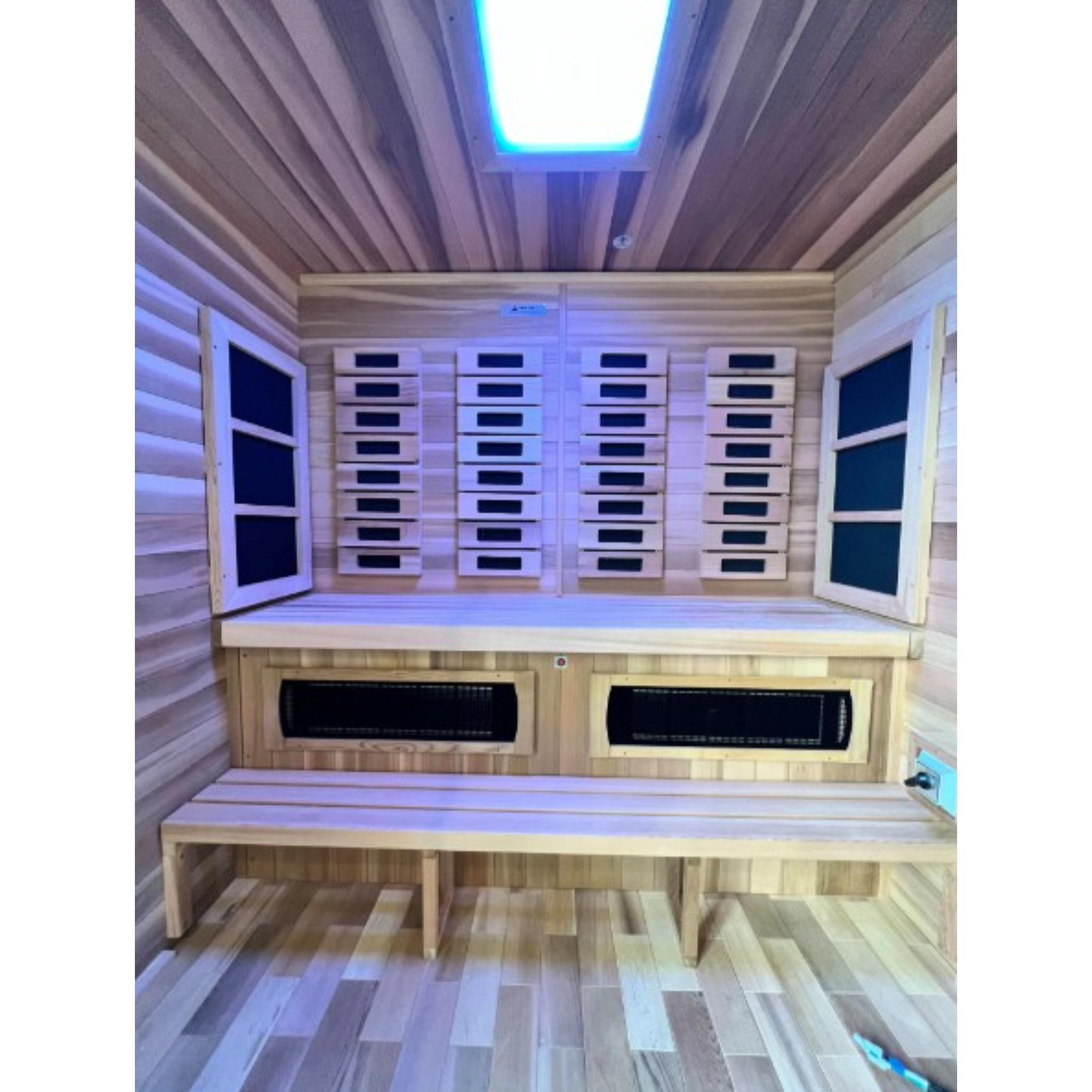 Golden Designs Nora 2 Person Indoor-Outdoor Hybrid Sauna with Full Spectrum & Harvia Stove (GDI-8222-01)