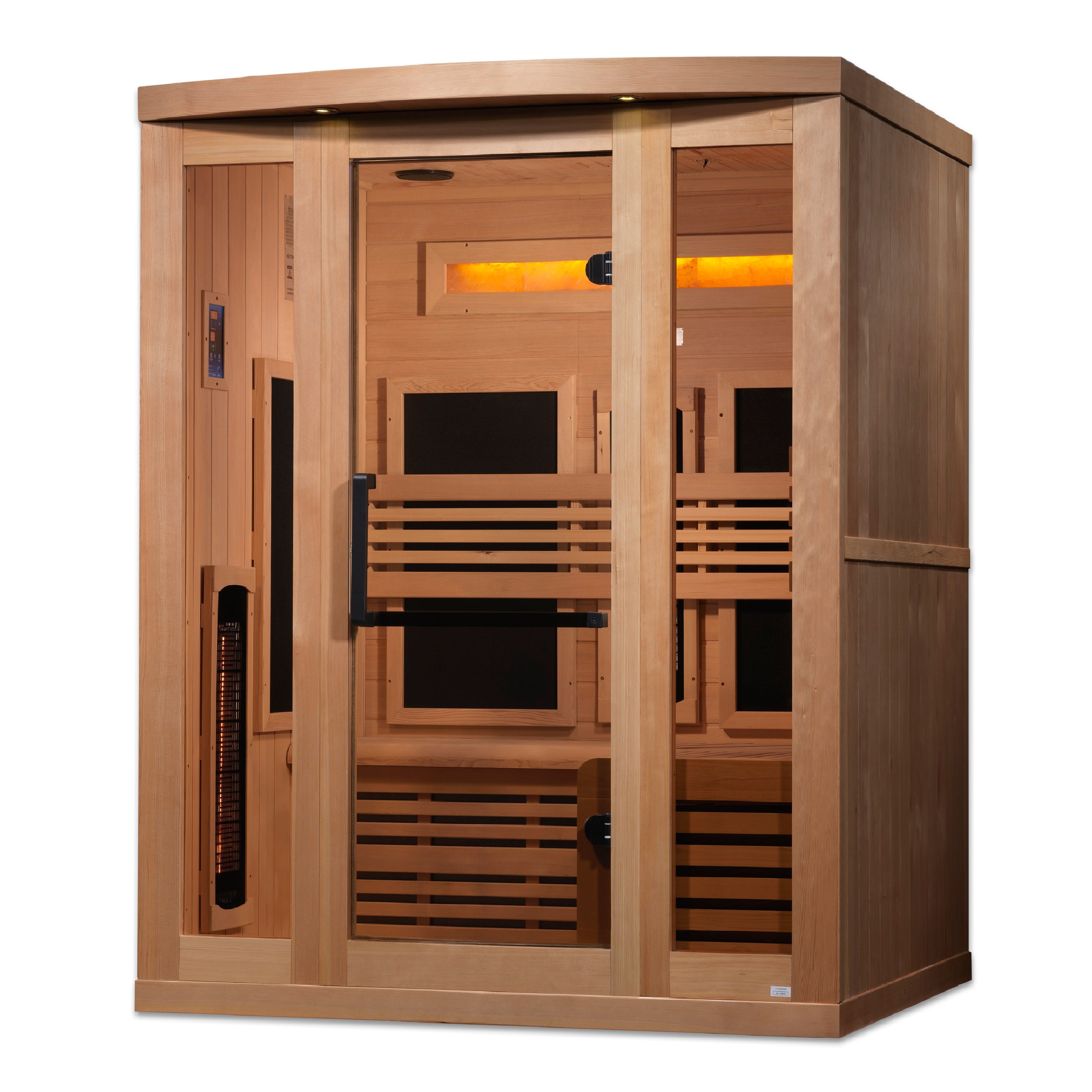 Golden Designs 3-Person Full Spectrum PureTech™ Near Zero EMF (Under 3MG) FAR Infrared Sauna with Himalayan Salt Bar (Canadian Hemlock) (GDI-8230-01)