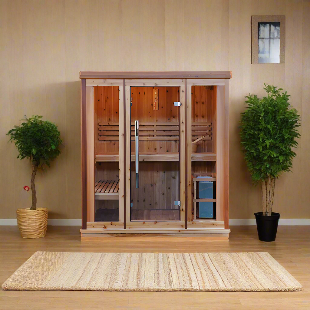 SunRay Hampton 3-Person Indoor Traditional Sauna with Double Bench - Image 1