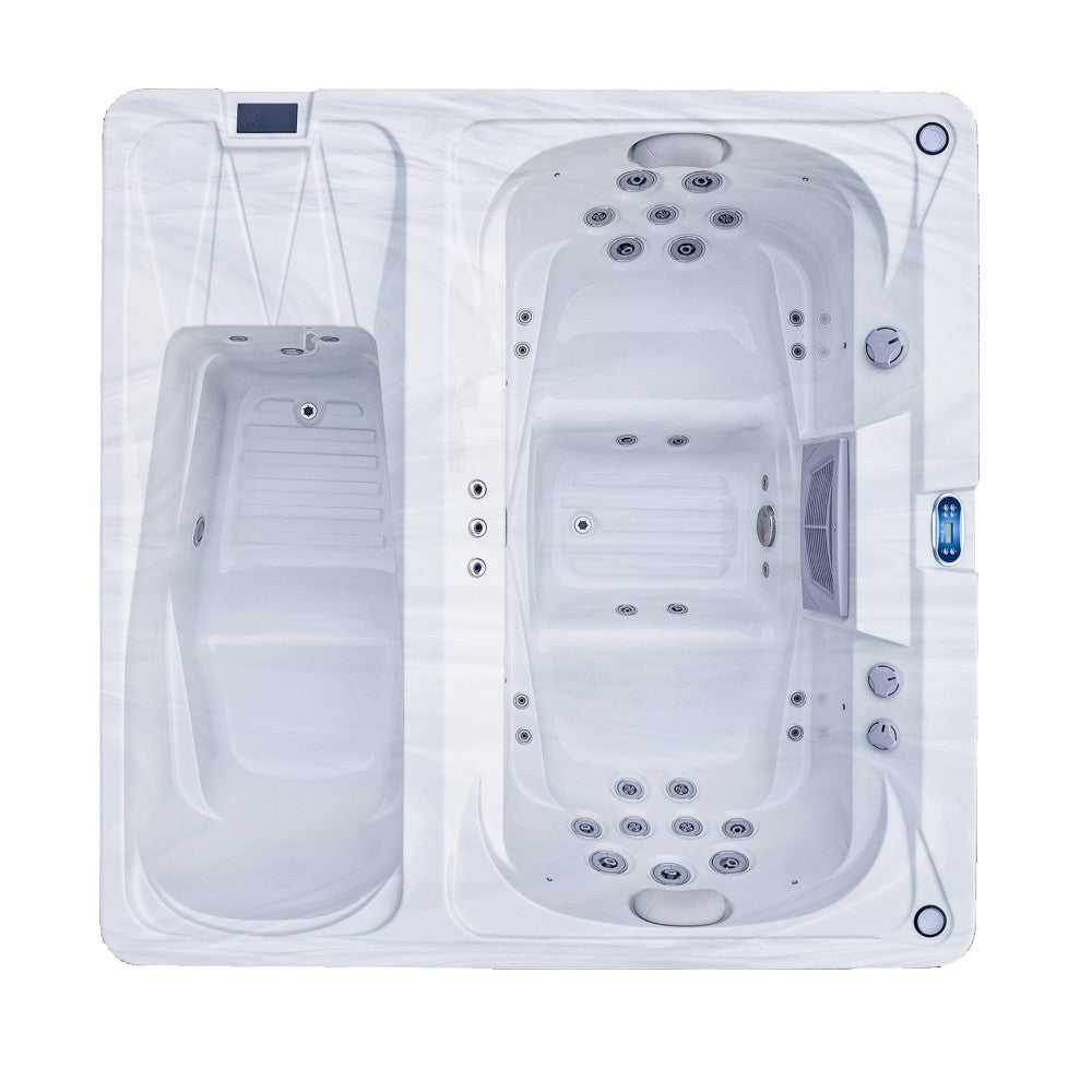 Luxury Spas Marquis Hot & Cold Spa — 3 Person Dual-Zone Hot Tub with Cold Plunge (I-02)