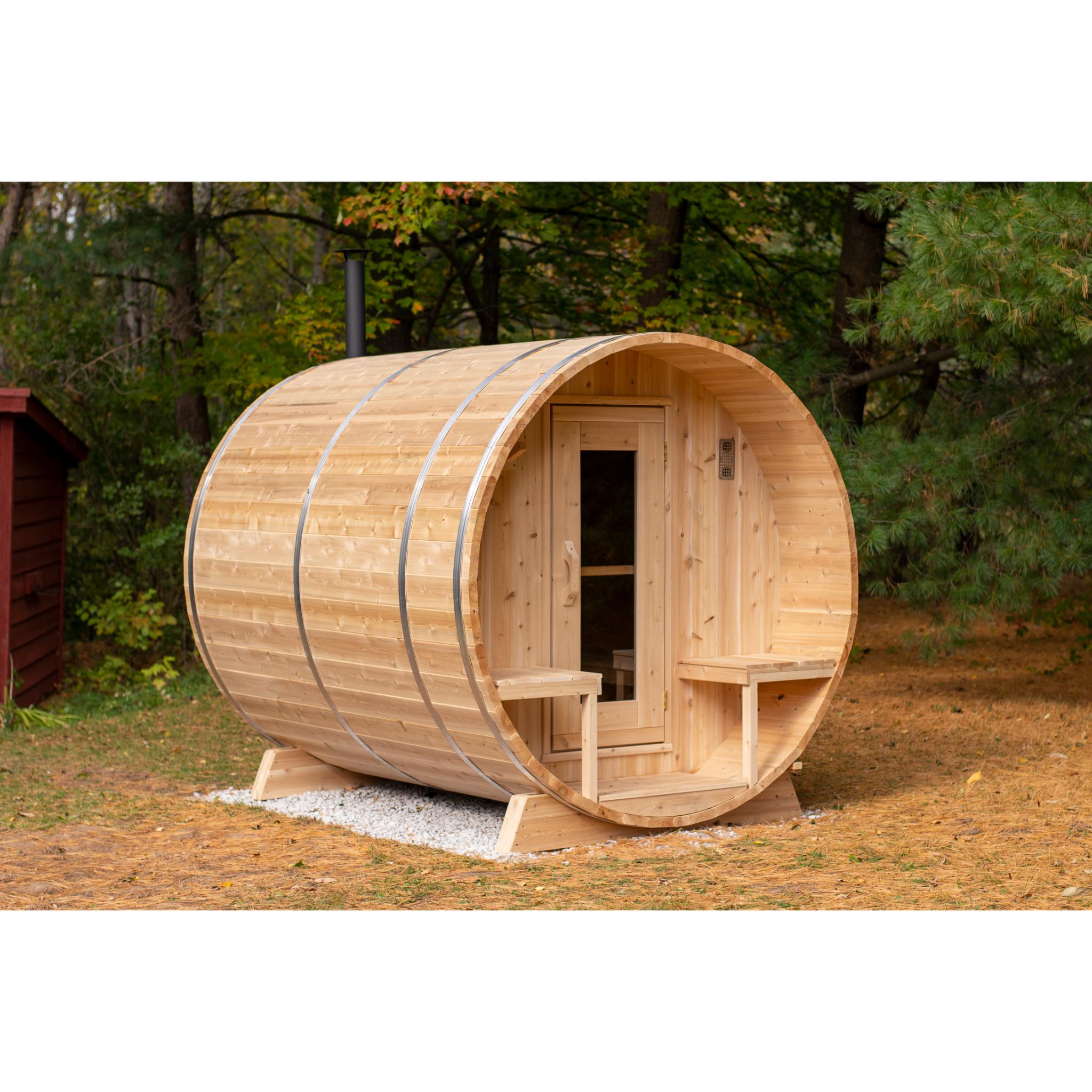 Leisurecraft Canadian Timber Serenity Barrel Sauna with Wood Burning Heater (CTC2245W)