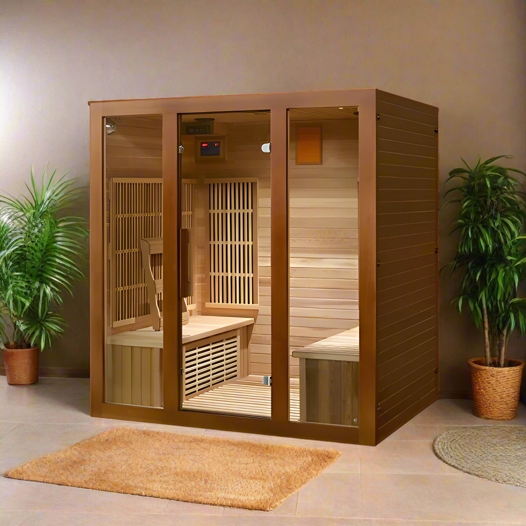 SunRay Roslyn 4-Person Indoor Infrared Sauna with Side Bench - Image 1