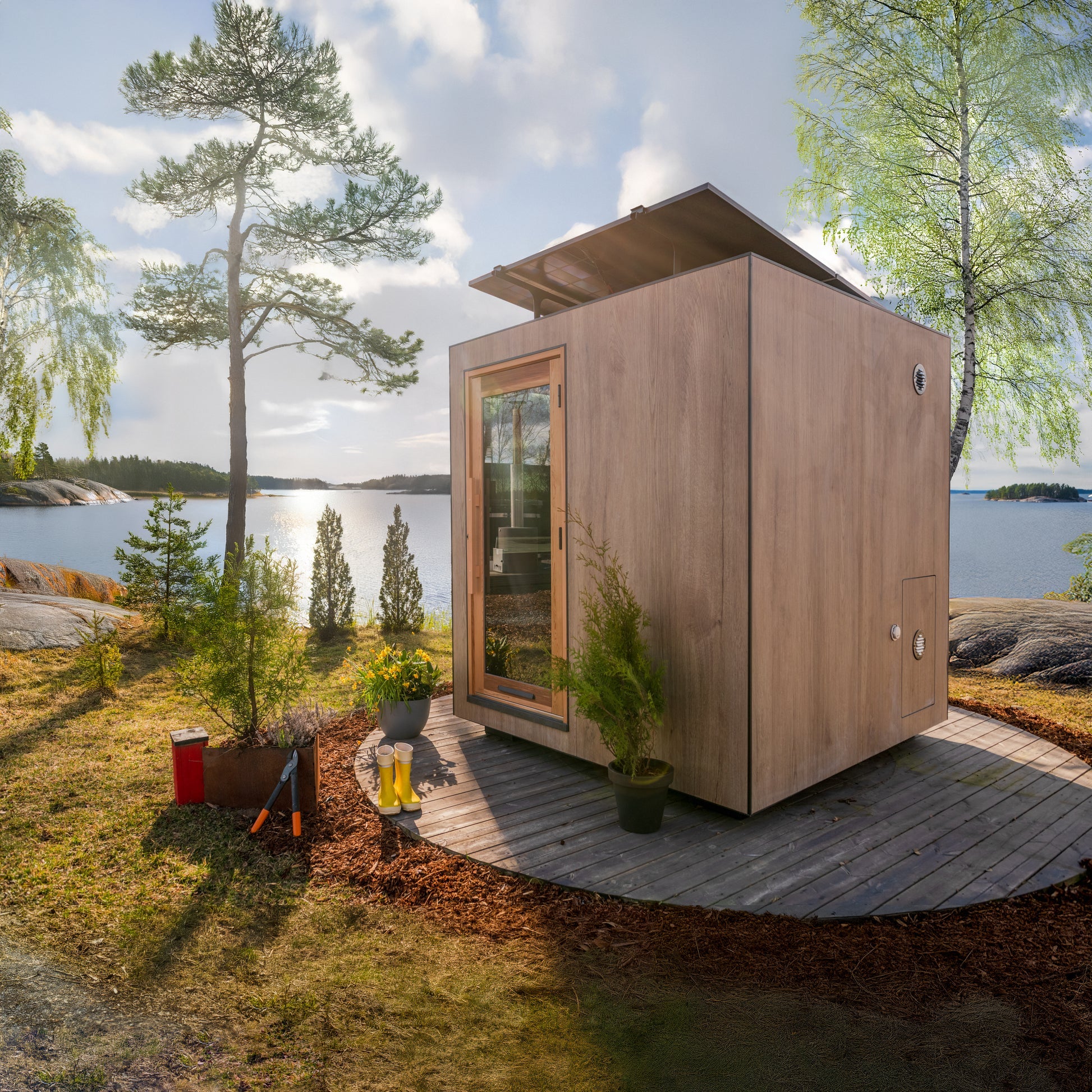 ThermaSol Solaris Solar Powered Outdoor Sauna Cabin (14-KIR-4561)