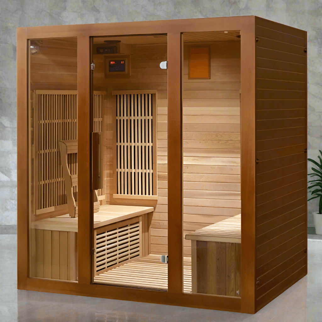 SunRay Roslyn 4-Person Indoor Infrared Sauna with Side Bench - Image 2